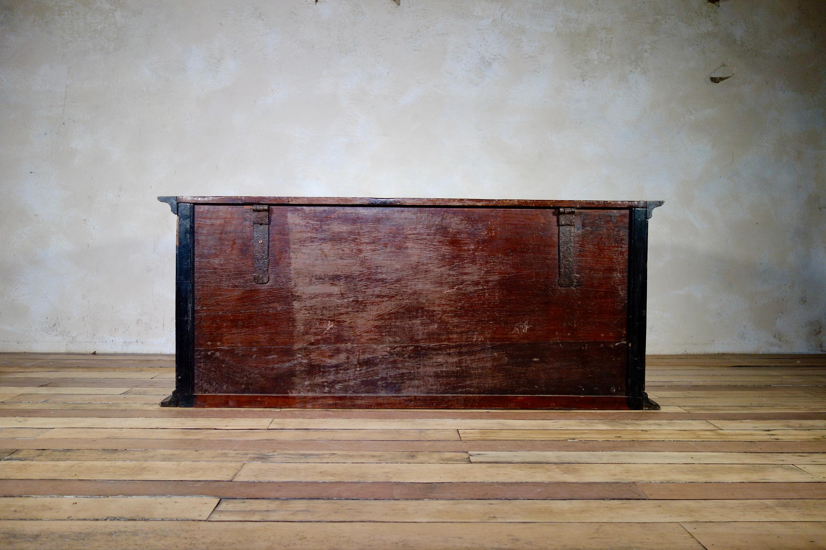 Large Scale Late 19th Century Indo Dutch Chest on Feet Trunk For Sale 1