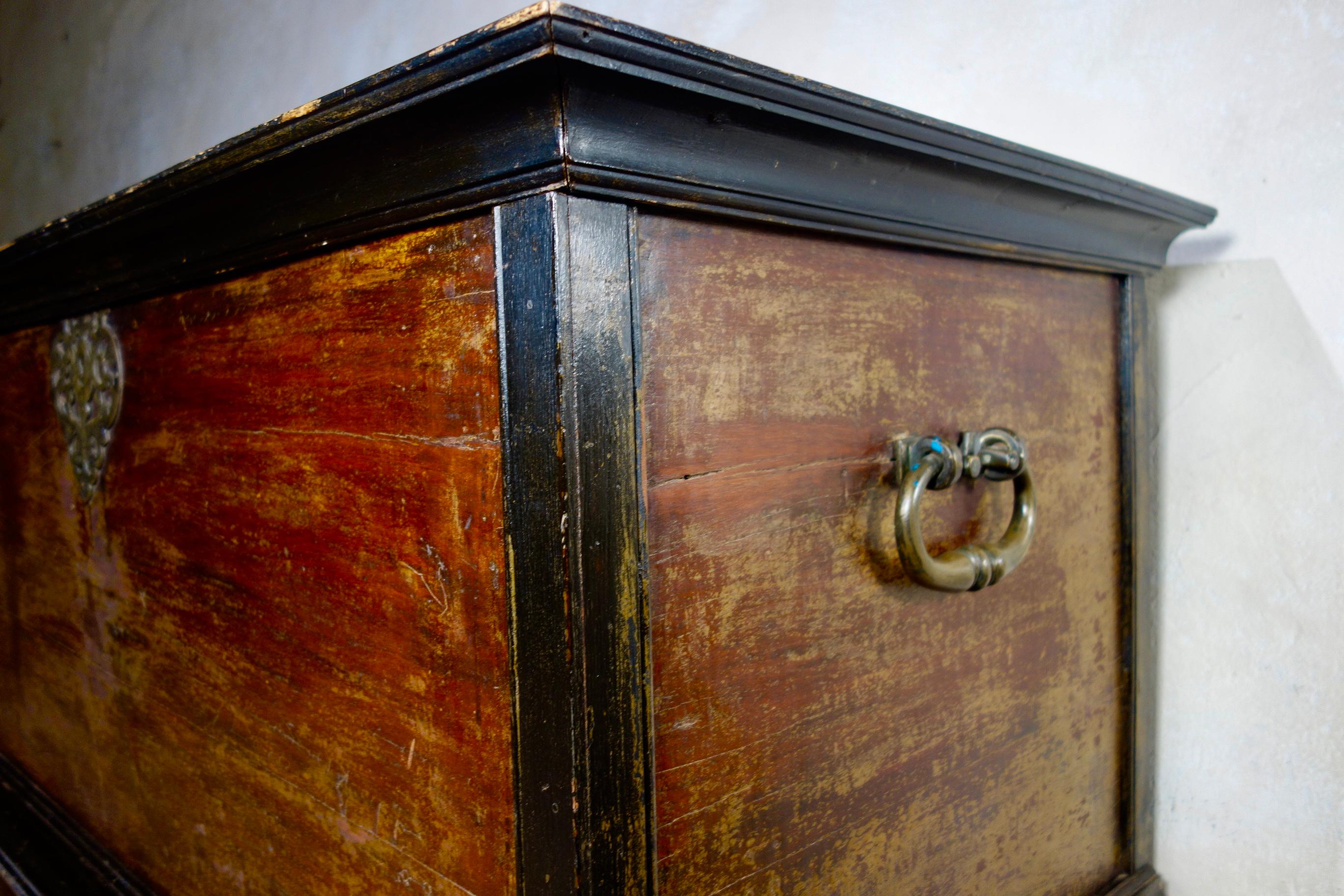 Large Scale Late 19th Century Indo Dutch Chest on Feet Trunk For Sale 5