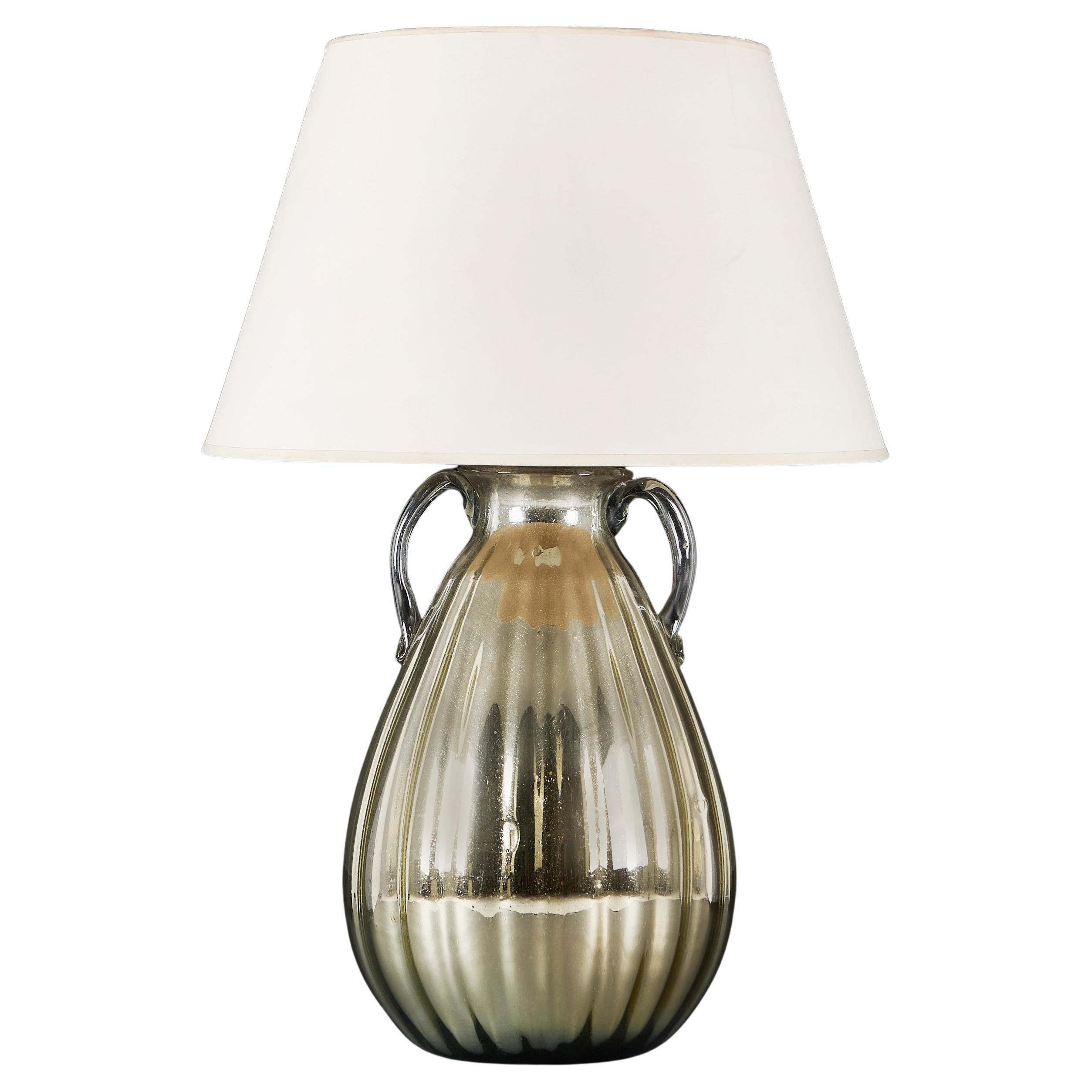 A Large Scale Mercury Glass Vase as a Table Lamp