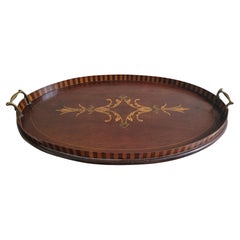 Large-Scaled, Finely Inlaid George III Victorian Mahogany Oval Butler's Tray