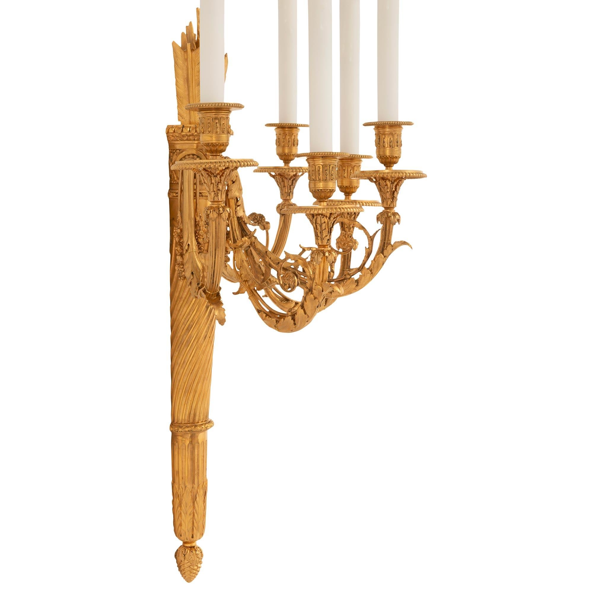 19th Century A large scaled pair of French 19th century Louis XVI st. Ormolu sconces For Sale