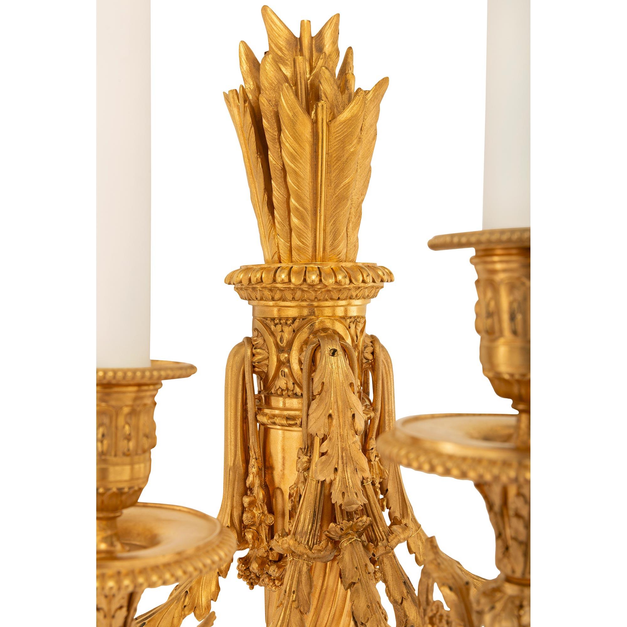 A large scaled pair of French 19th century Louis XVI st. Ormolu sconces For Sale 1