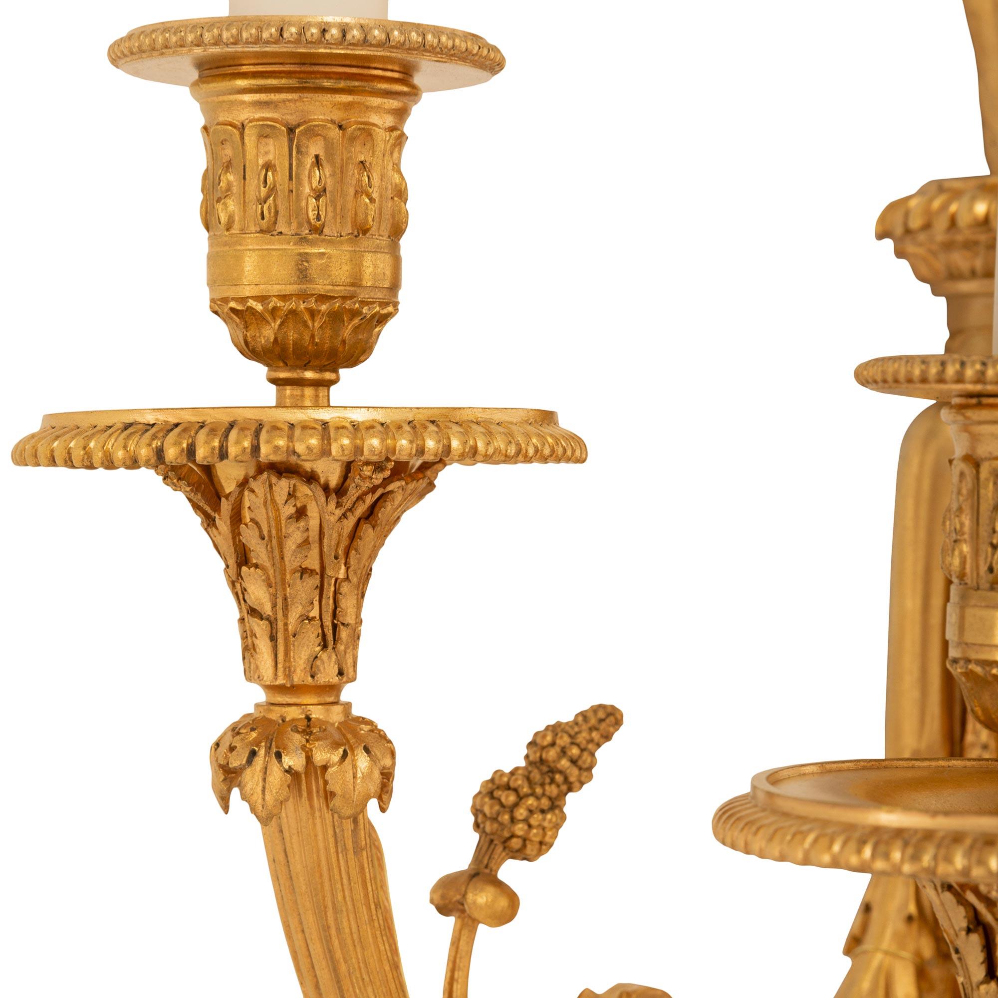 A large scaled pair of French 19th century Louis XVI st. Ormolu sconces For Sale 2