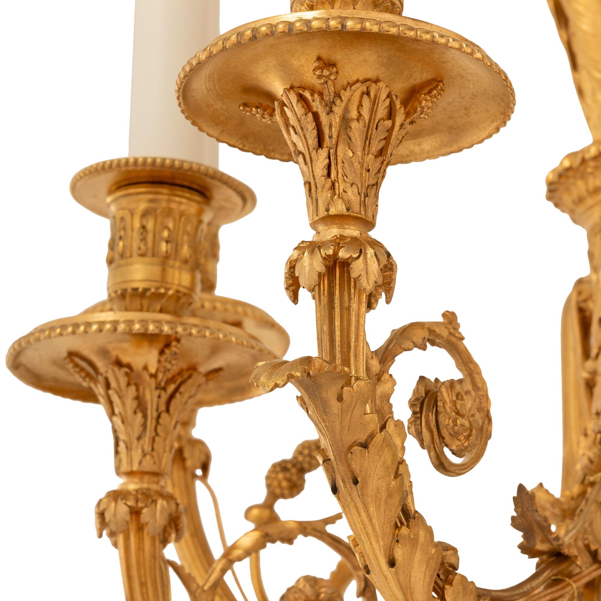 A large scaled pair of French 19th century Louis XVI st. Ormolu sconces For Sale 3