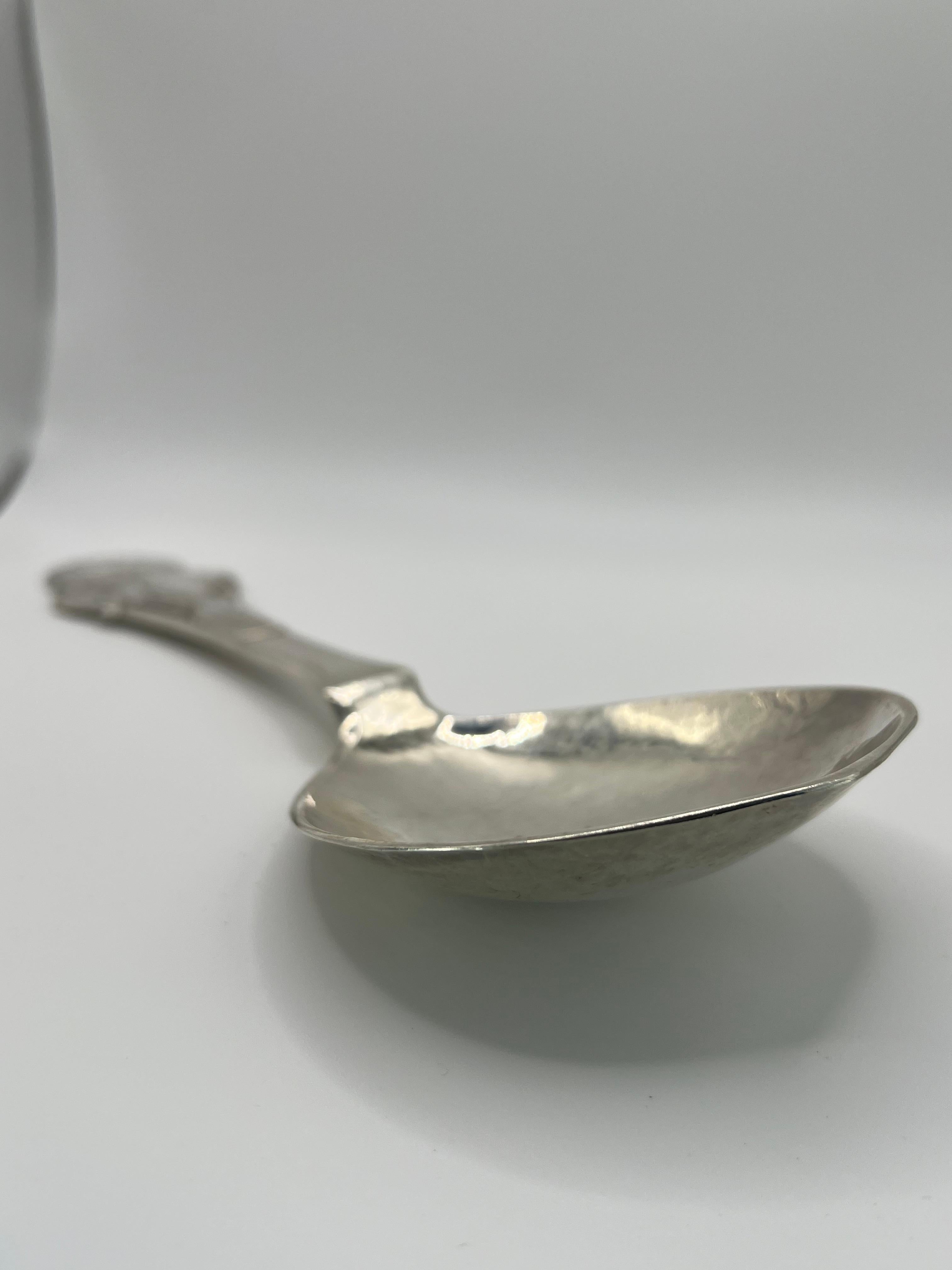 A Large Serving Spoon by Carl M. Cohr Hammered Sterling Silver For Sale 4