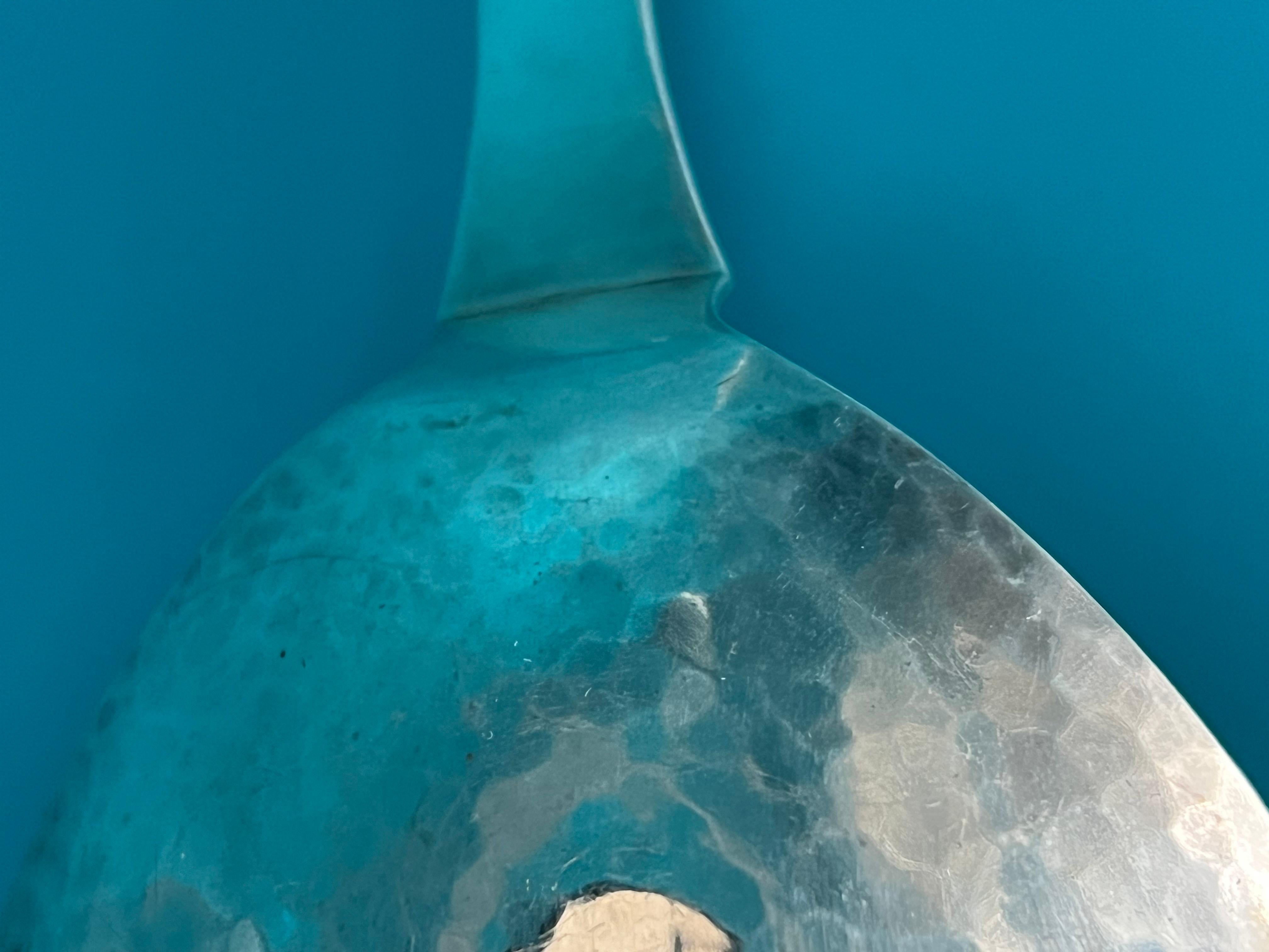 A Large Serving Spoon by Carl M. Cohr Hammered Sterling Silver For Sale 7
