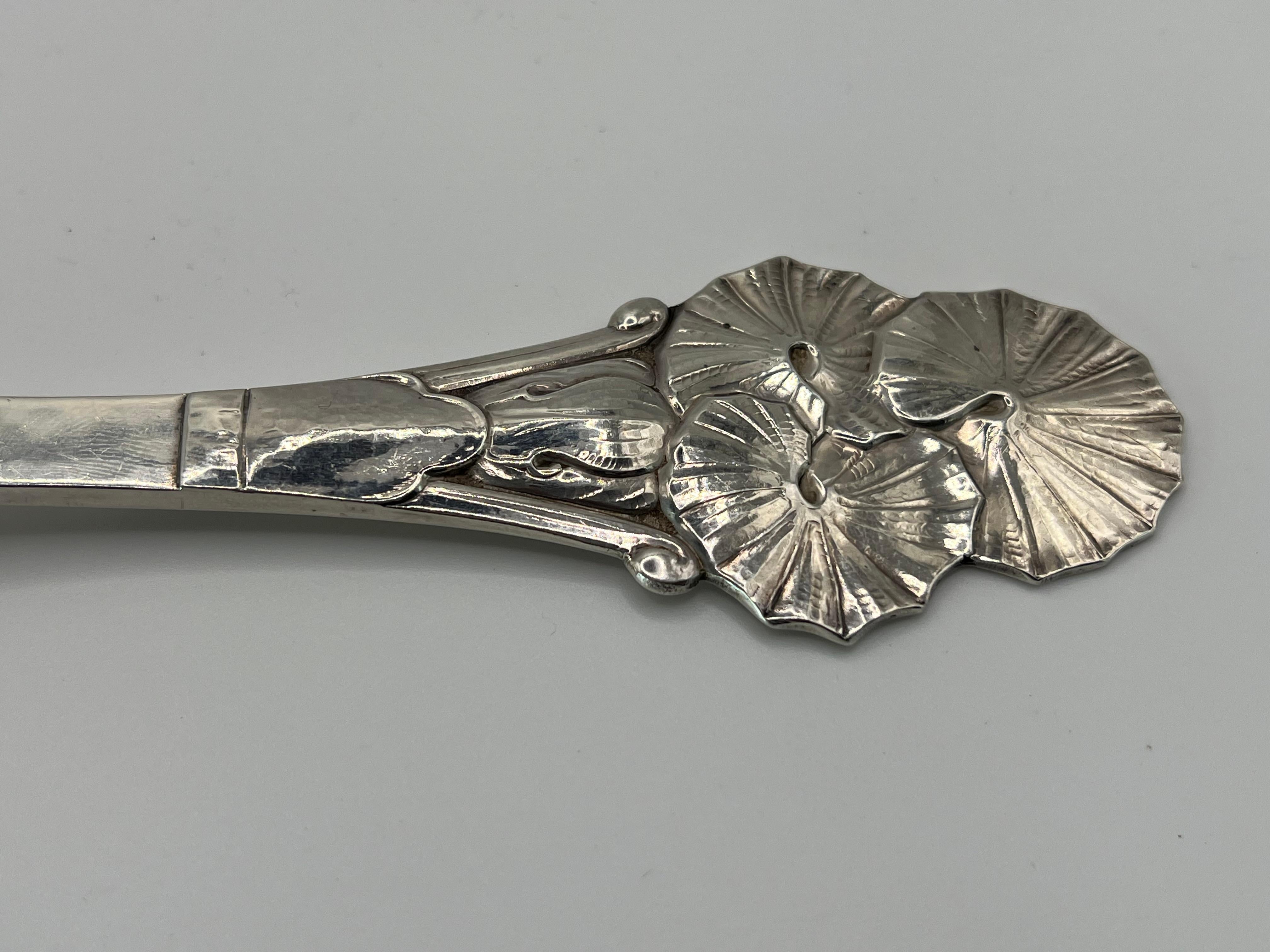 Danish A Large Serving Spoon by Carl M. Cohr Hammered Sterling Silver For Sale