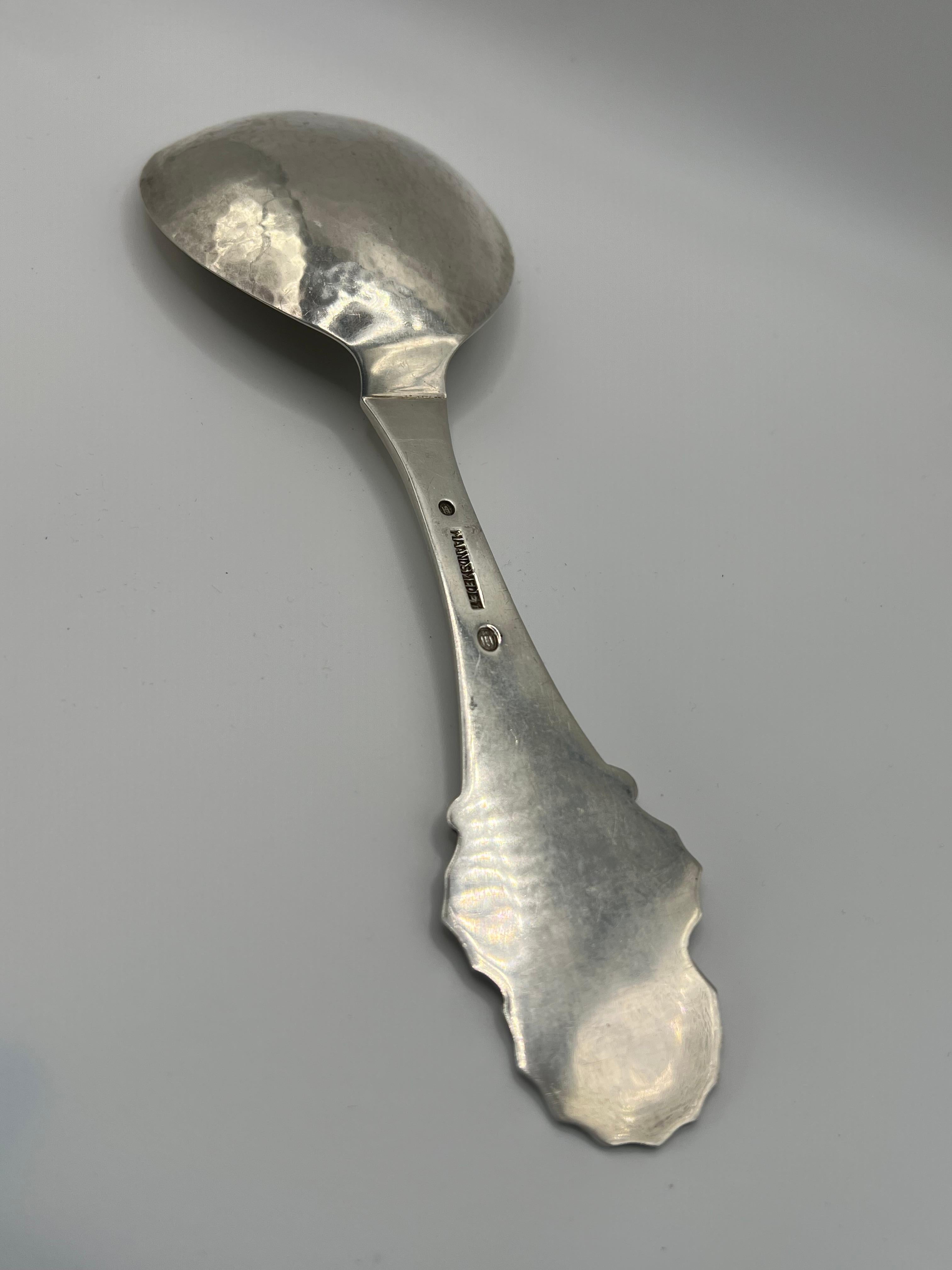 A Large Serving Spoon by Carl M. Cohr Hammered Sterling Silver For Sale 1
