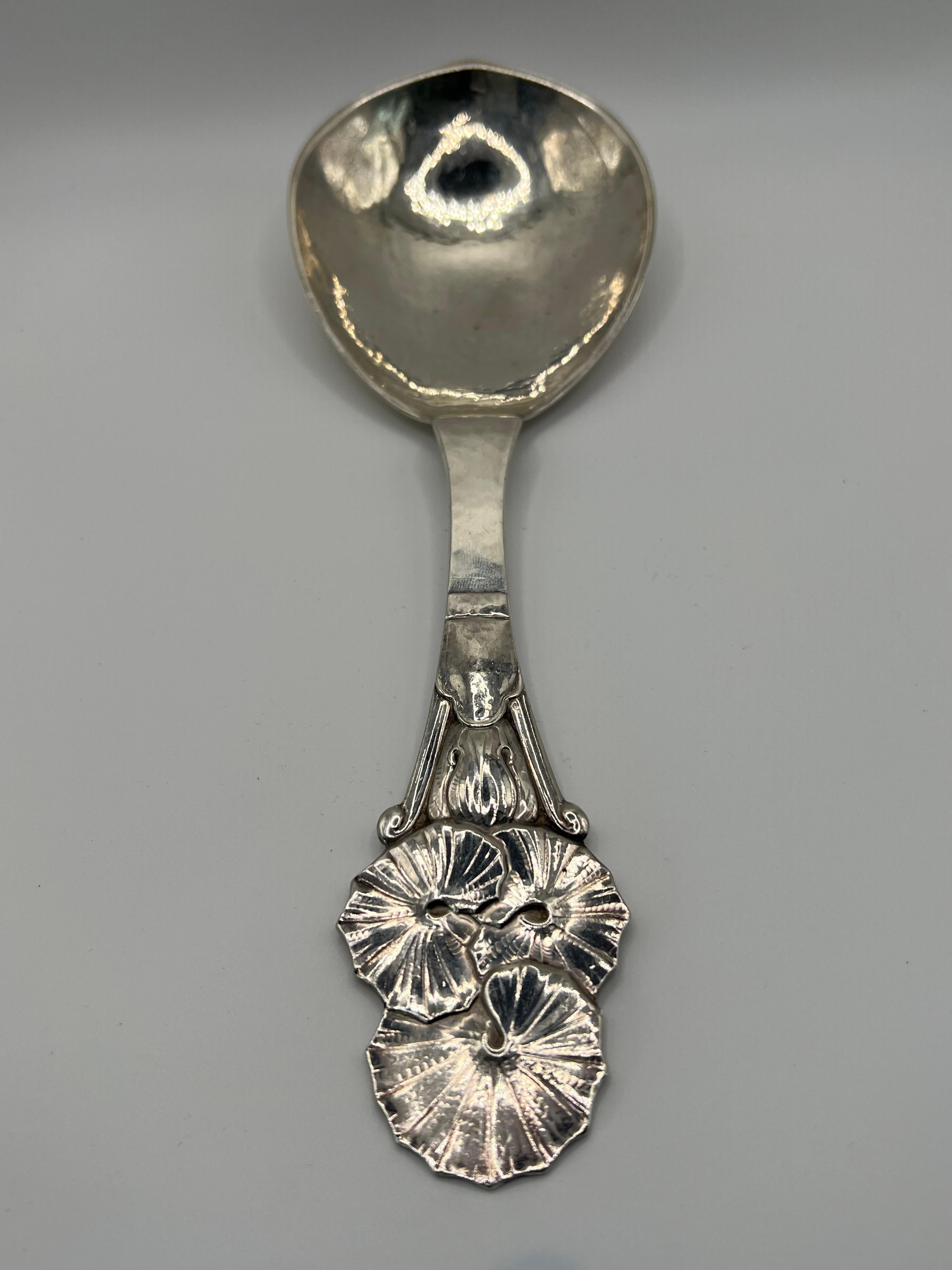 A Large Serving Spoon by Carl M. Cohr Hammered Sterling Silver For Sale 2