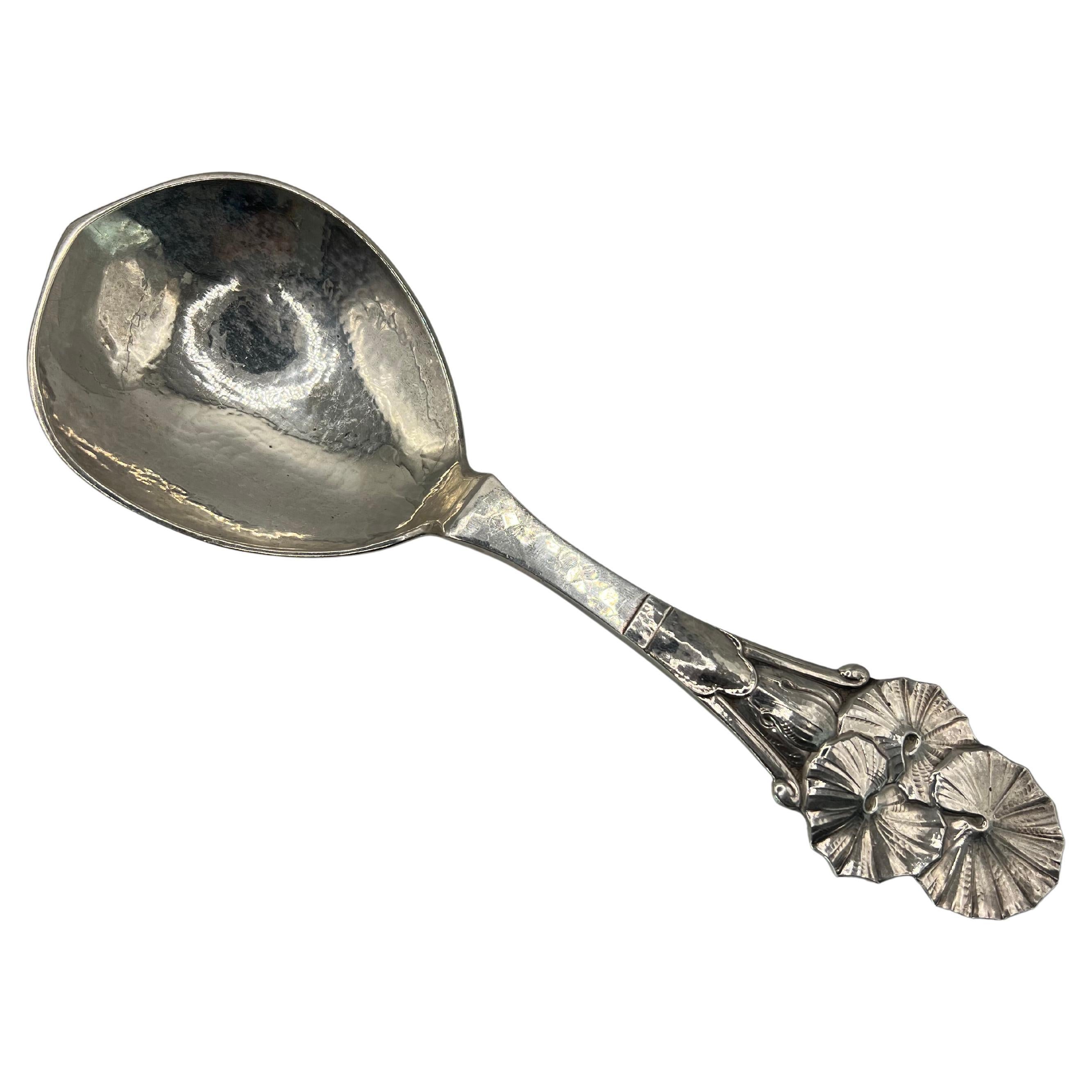 A Large Serving Spoon by Carl M. Cohr Hammered Sterling Silver For Sale