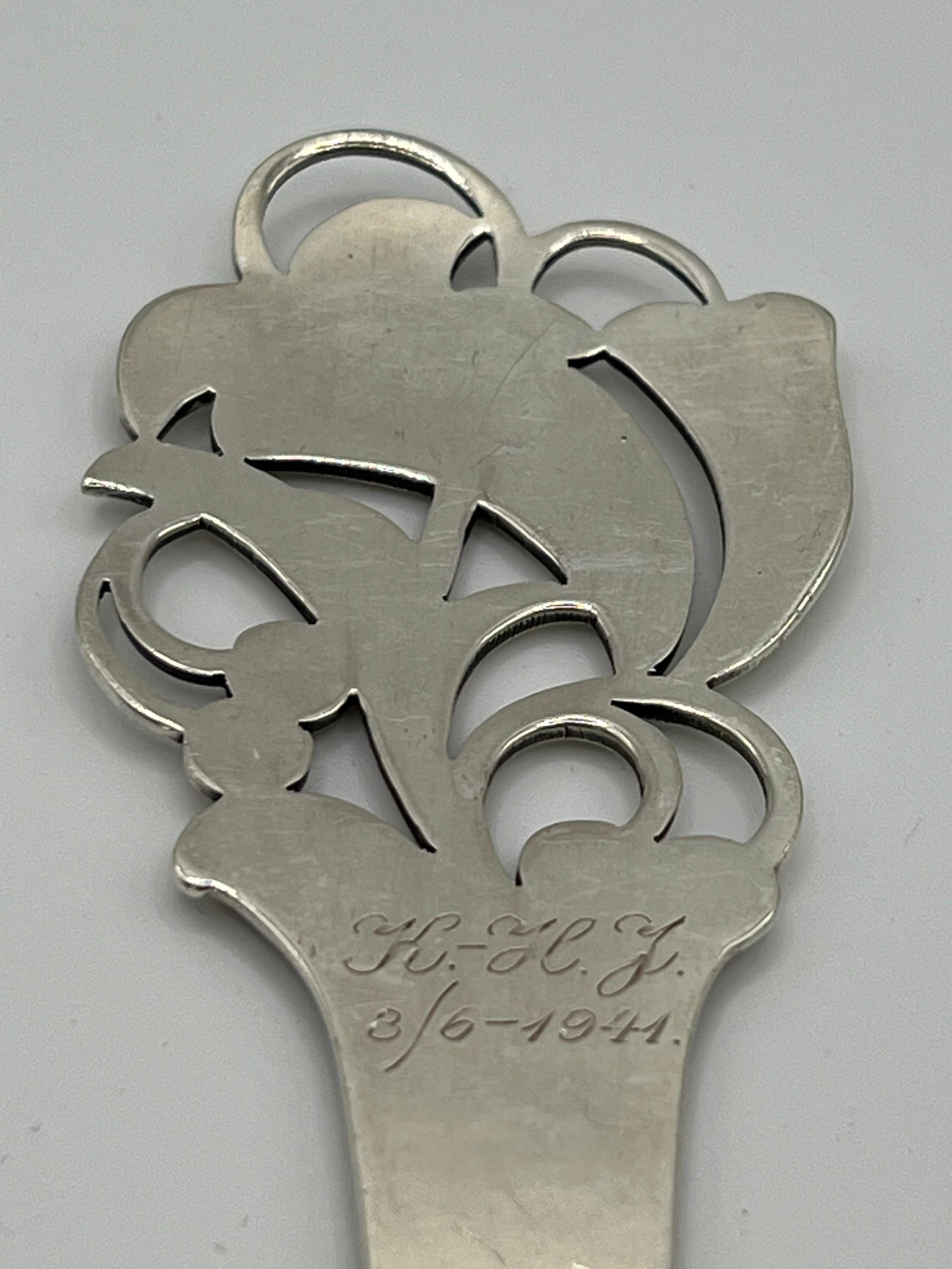 Ein großer Servierlöffel von Carl M. Cohr Horsens Solvvarefabrik Sterling Silver im Angebot 8