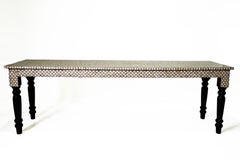 Dramatic Serving Table With Bone Inlay Top
