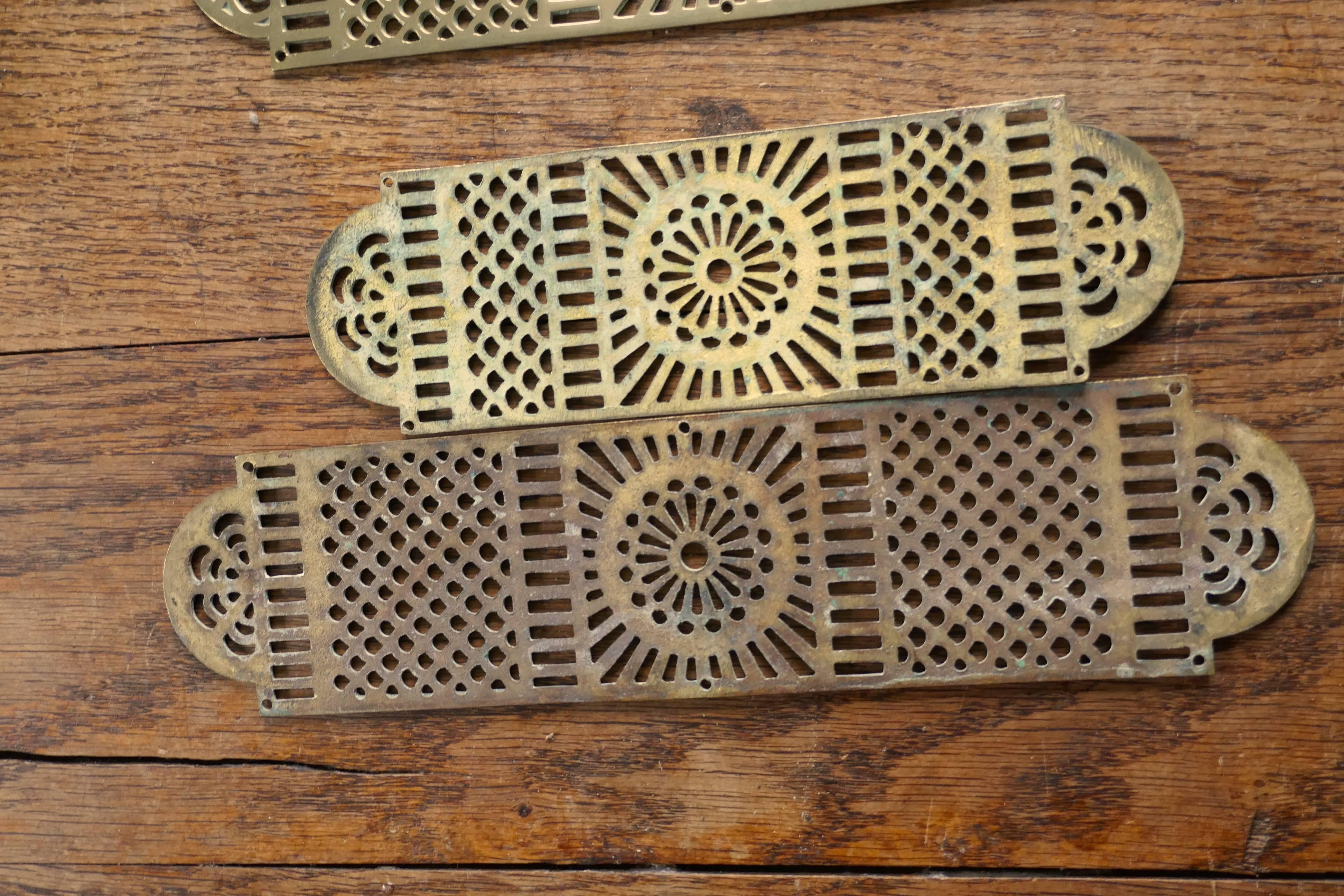 Victorian Large Set of 19th Century Pierced Brass Door Finger Plates