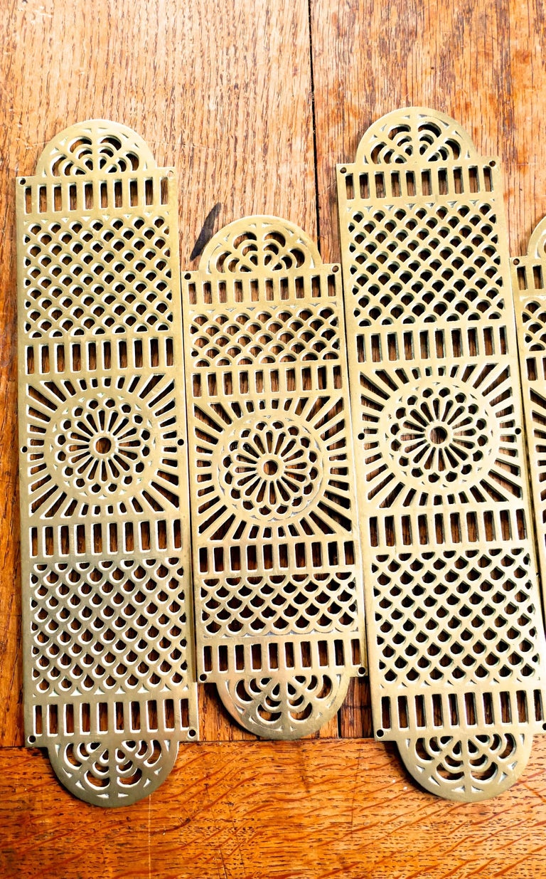 Large Set of 19th Century Pierced Brass Door Finger Plates at 1stDibs