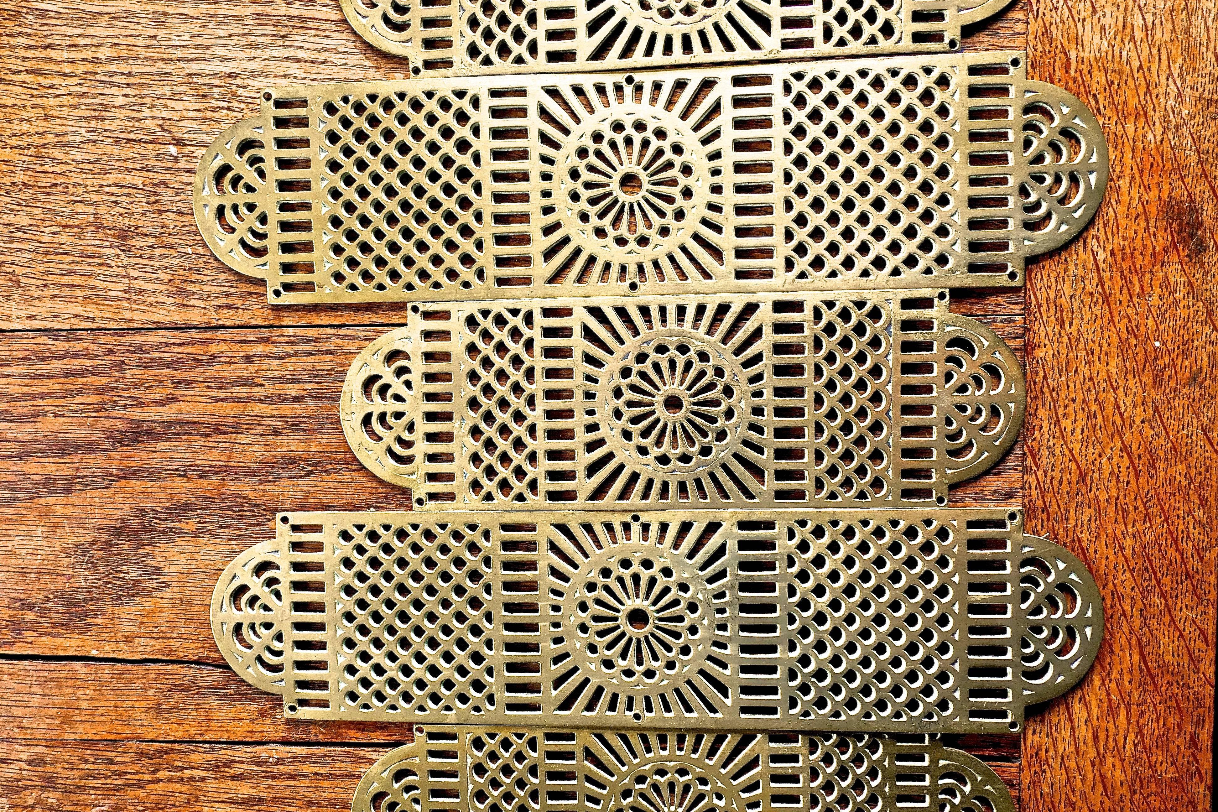 Large Set of 19th Century Pierced Brass Door Finger Plates 2