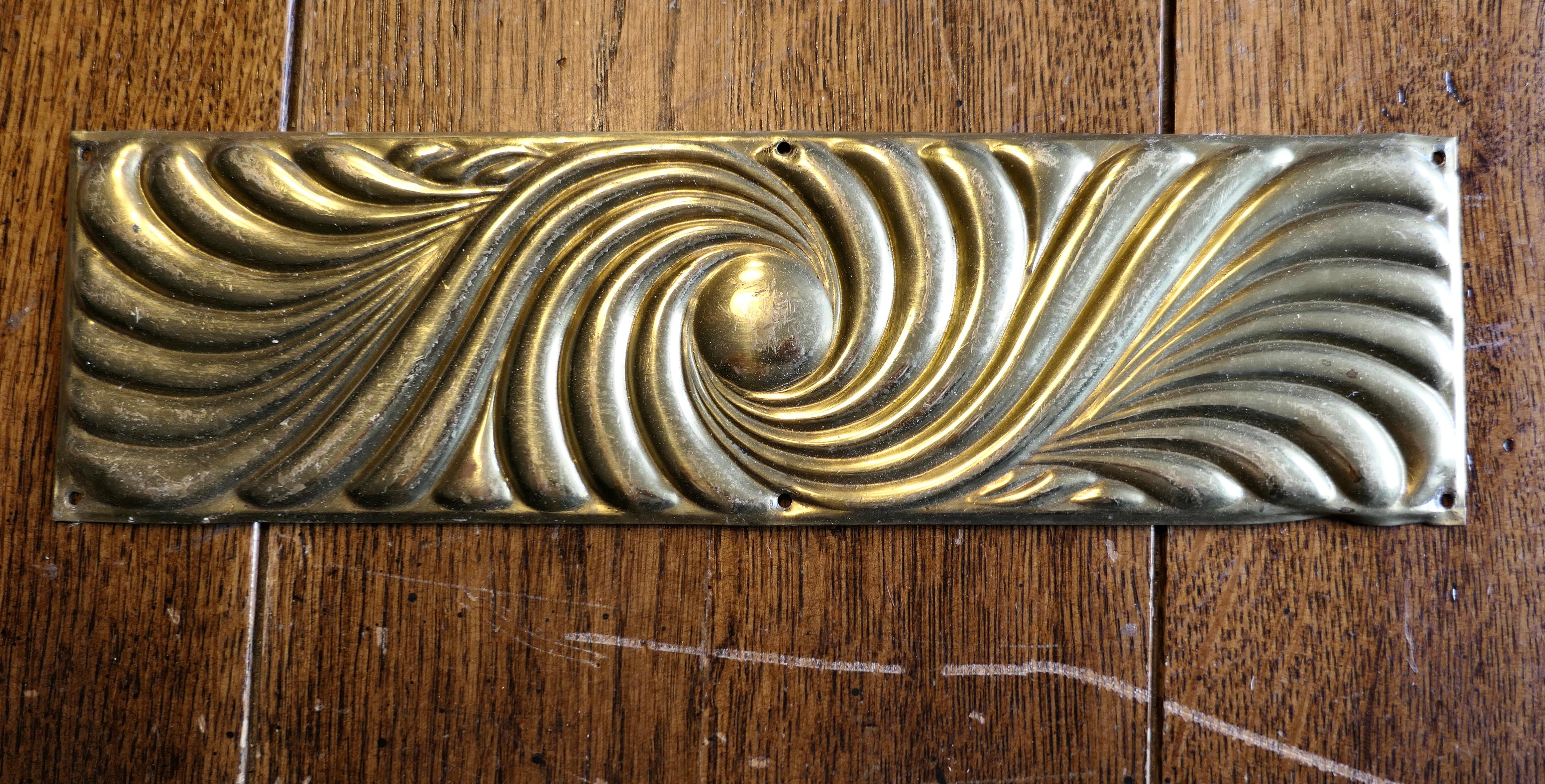 Arts and Crafts A Large Set of 5 Art Deco Brass Door-furniture Finger Plates    