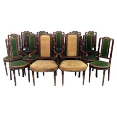 A Large Set of Fourteen 19th Century Gilt Bronze Mounted Dining Chairs