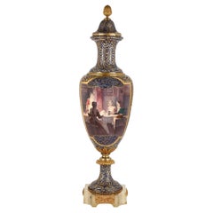 Antique Large Sèvres Style, Mounted and Gilt, Painted Porcelain Vase
