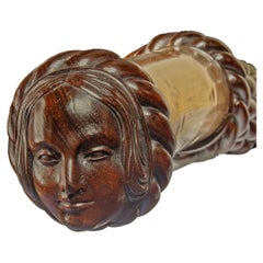 Antique A ship’s ‘Sunday’ tiller carved with Princess Victoria, before she was Queen
