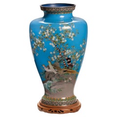 Large Showa Period Cloisonné Presentation Vase in the Style of Hayashi
