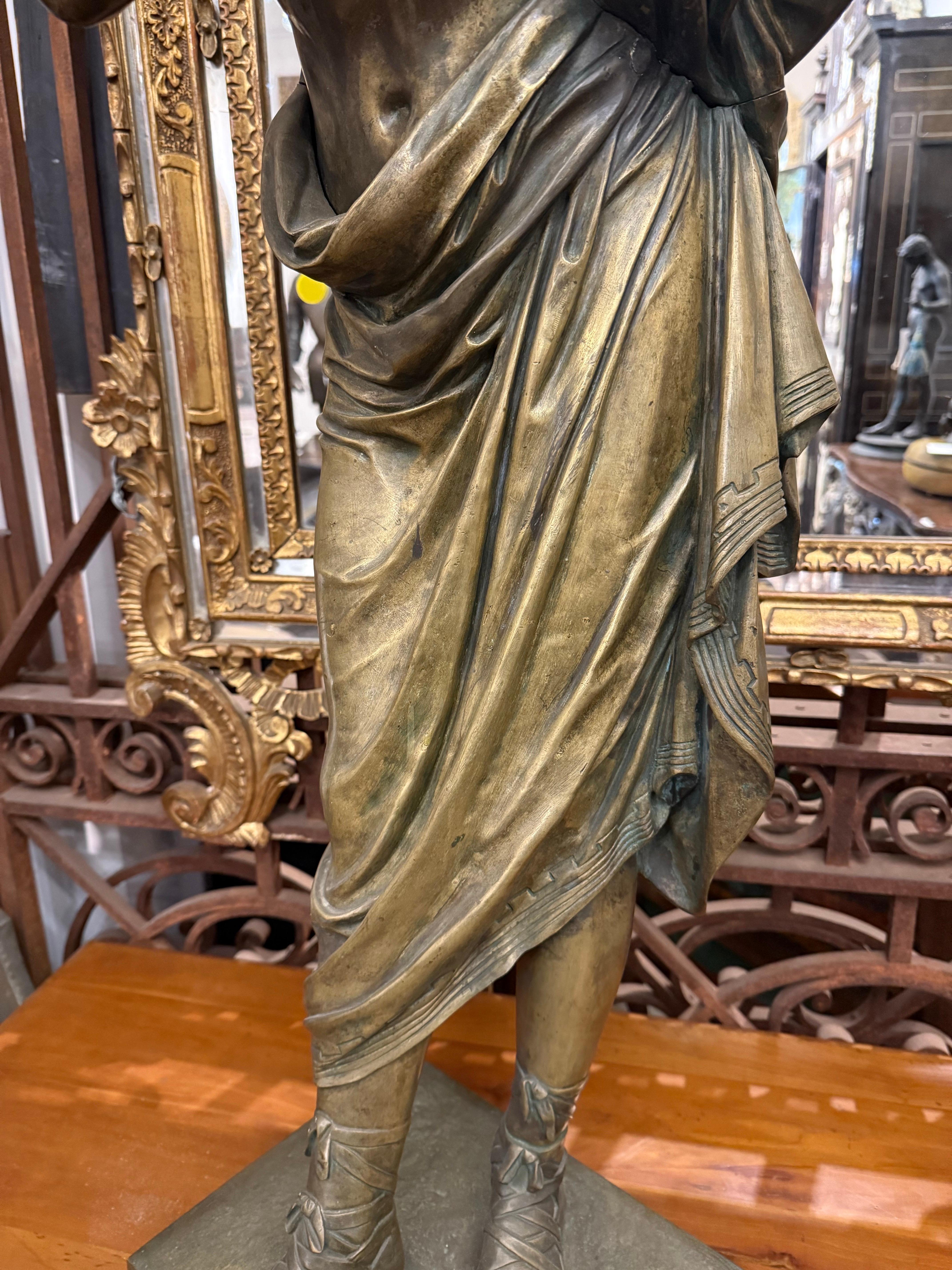 A Large Signed Solid Bronze Greek Orator, 19th Century in vendita 3