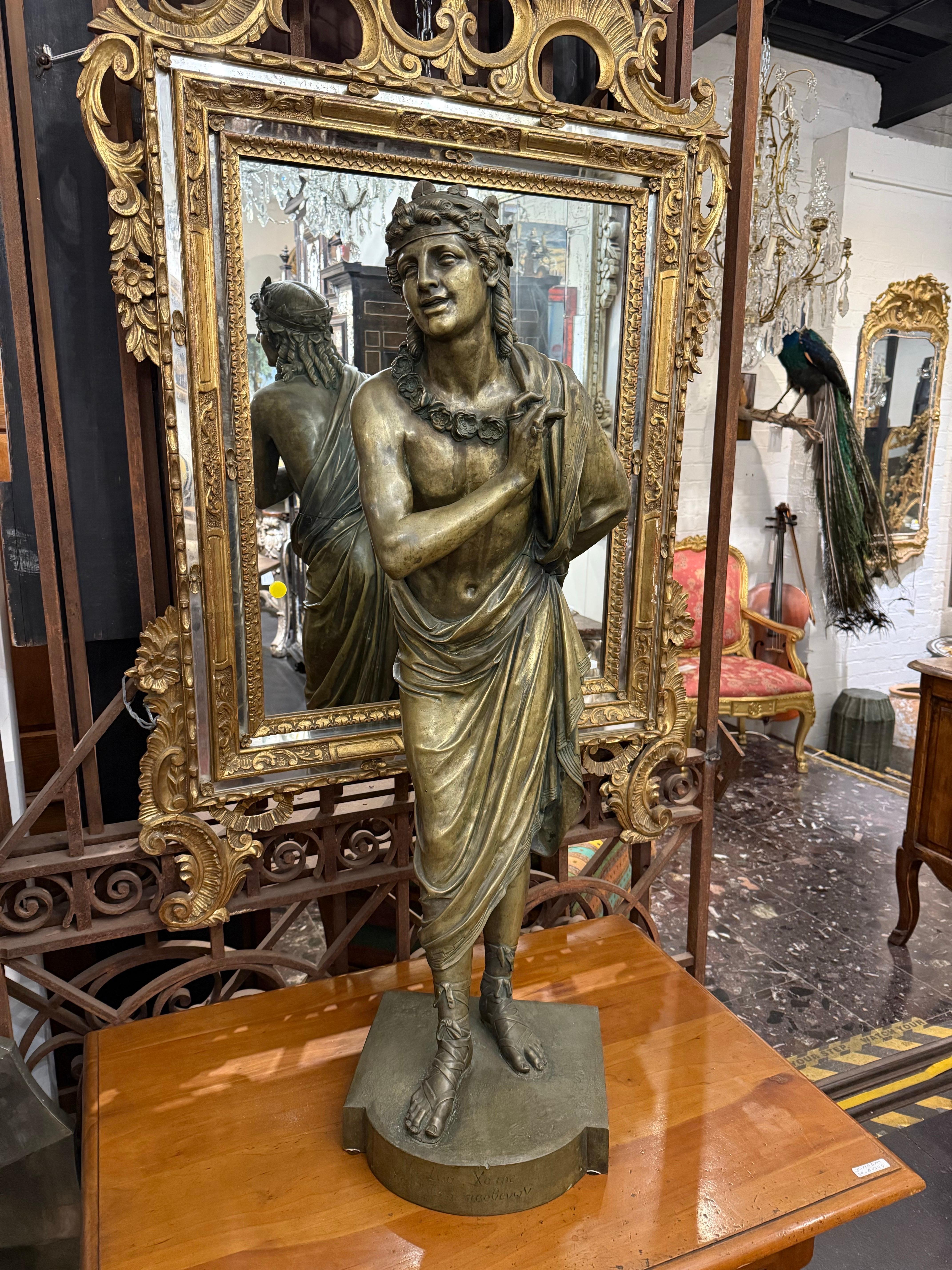 A Large Signed Solid Bronze Greek Orator, 19th Century in vendita 6