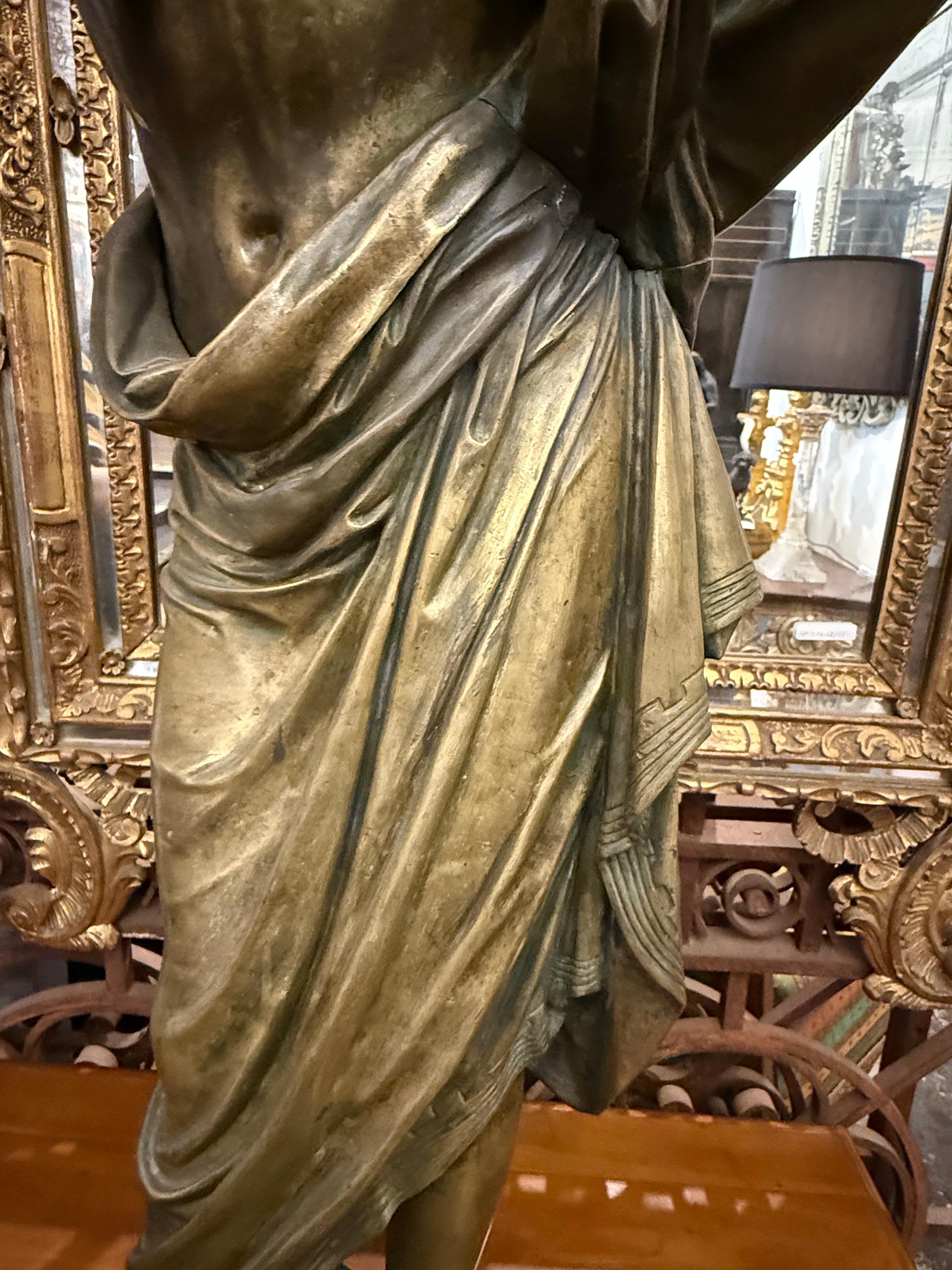 A Large Signed Solid Bronze Greek Orator, 19th Century in vendita 7