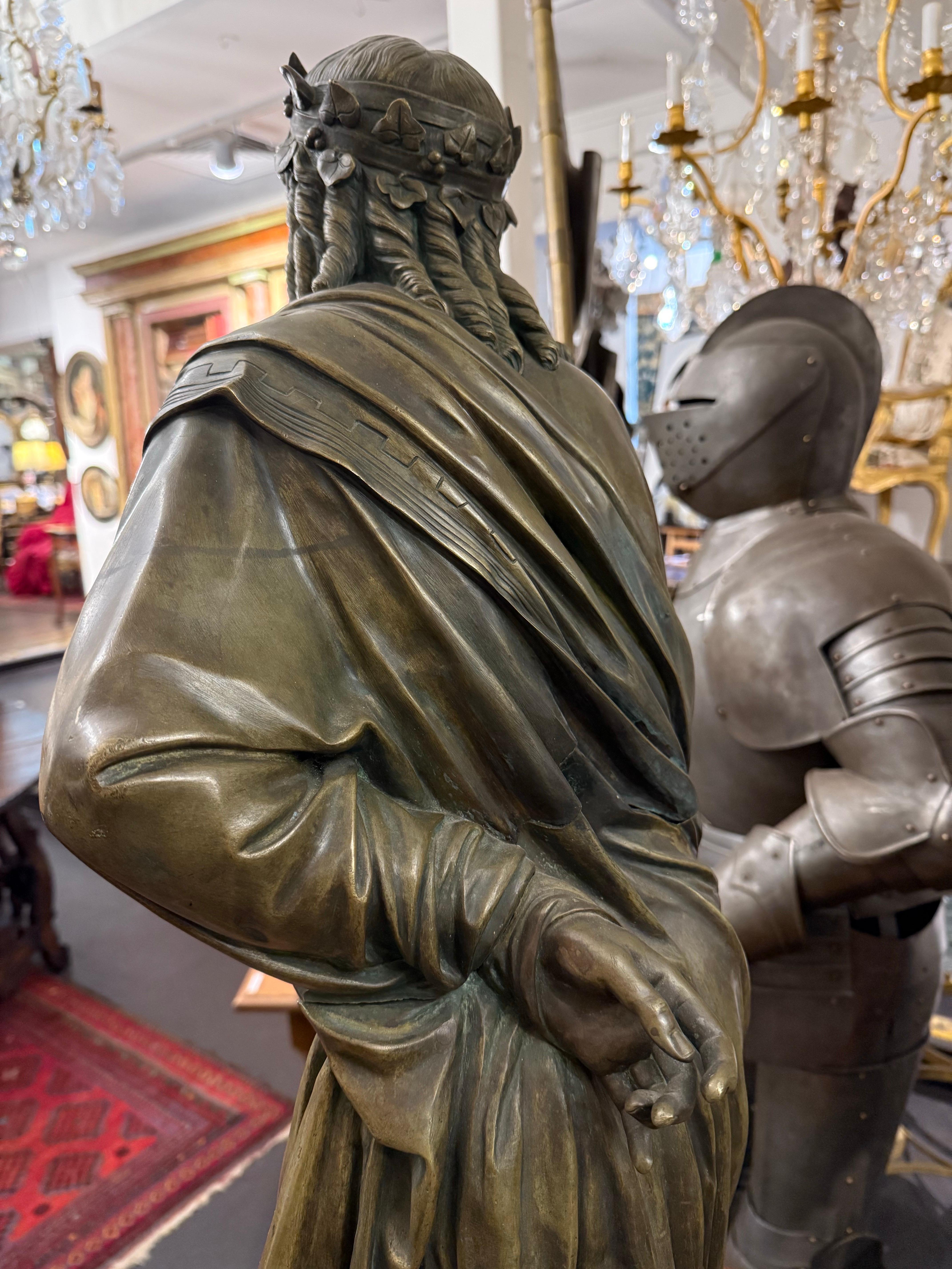 XIX secolo A Large Signed Solid Bronze Greek Orator, 19th Century in vendita