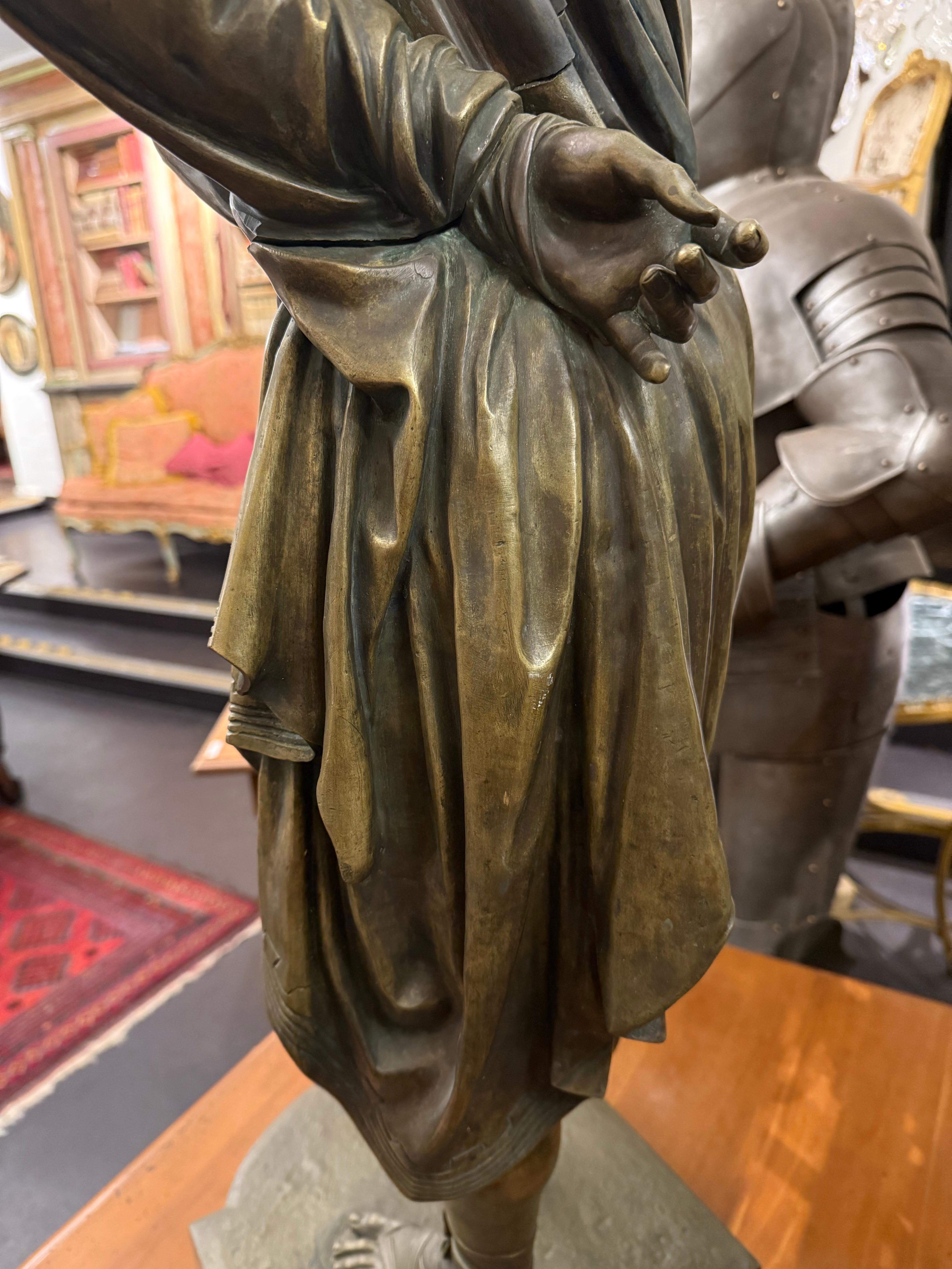 A Large Signed Solid Bronze Greek Orator, 19th Century in vendita 1