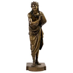 A Large Signed Solid Bronze Greek Orator, 19th Century