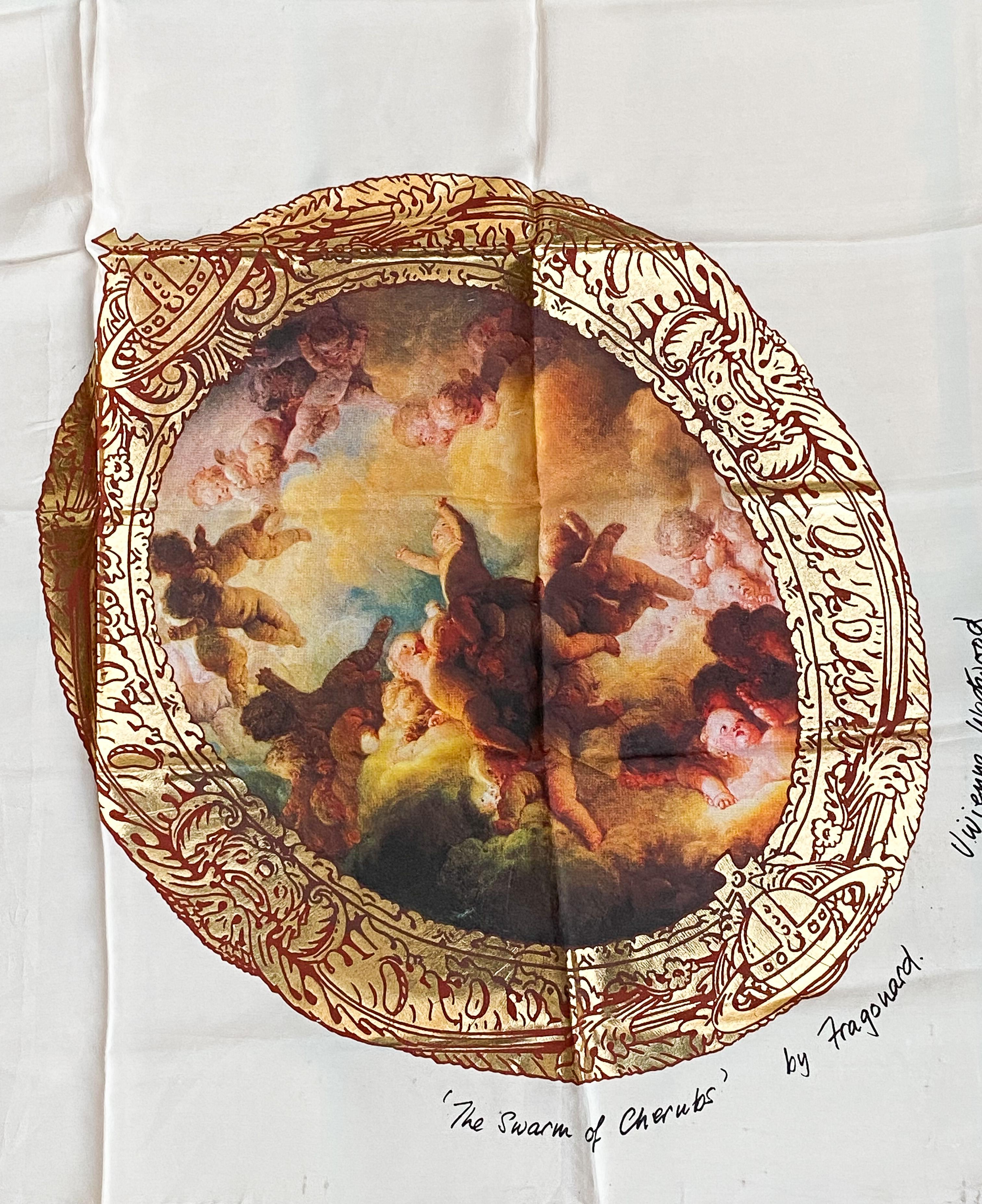 Women's or Men's A large silk square/head scarf, 'The Swarm Of Cherubs', Vivienne Westwood, 1980s For Sale