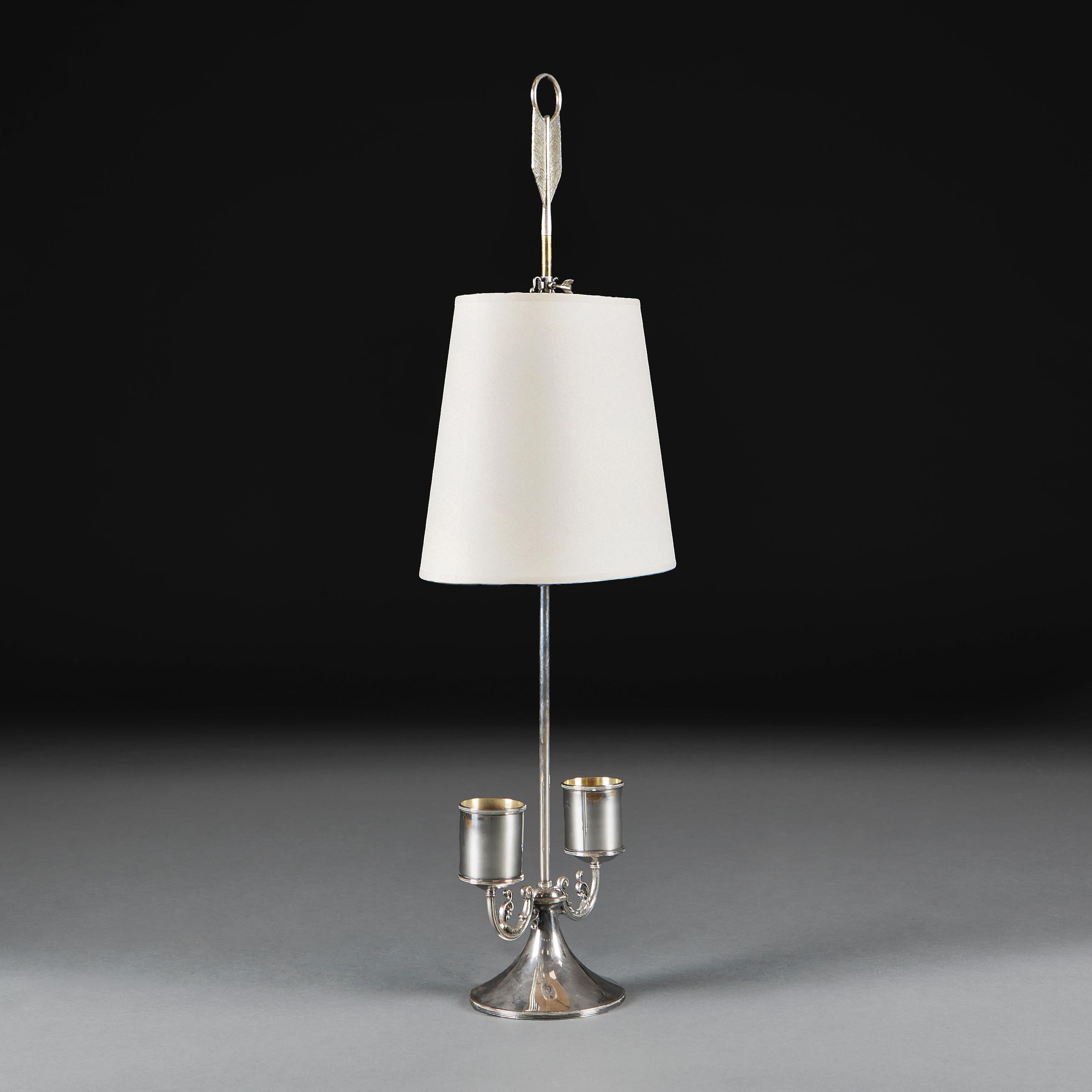 Italian A Large Silver Bouillotte Lamp