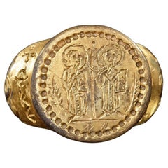 Grande anello bizantino d'argento dorato dell'VIII-X secolo d.C.