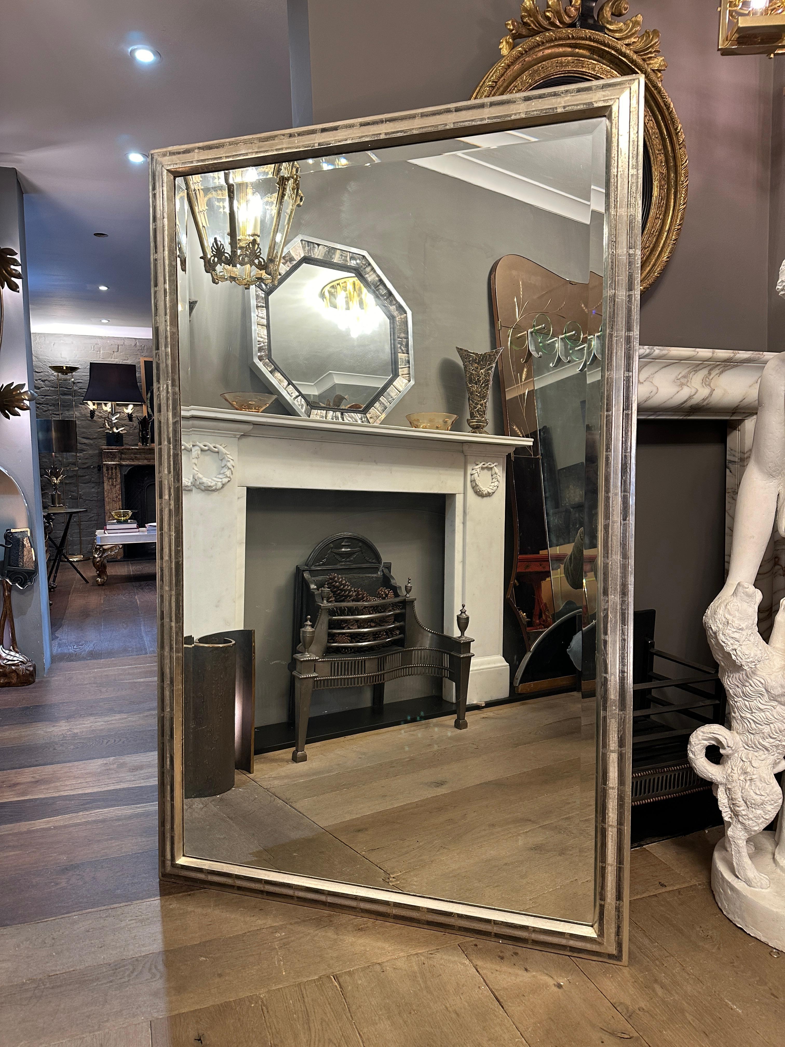 Late 20th Century A Large Silver Gilt French Bistro Mirror  For Sale