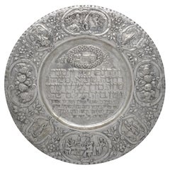 Gran plato de plata para el séder de Pascua judía de Gutgesell Gebrüder, Hanau, circa 1915