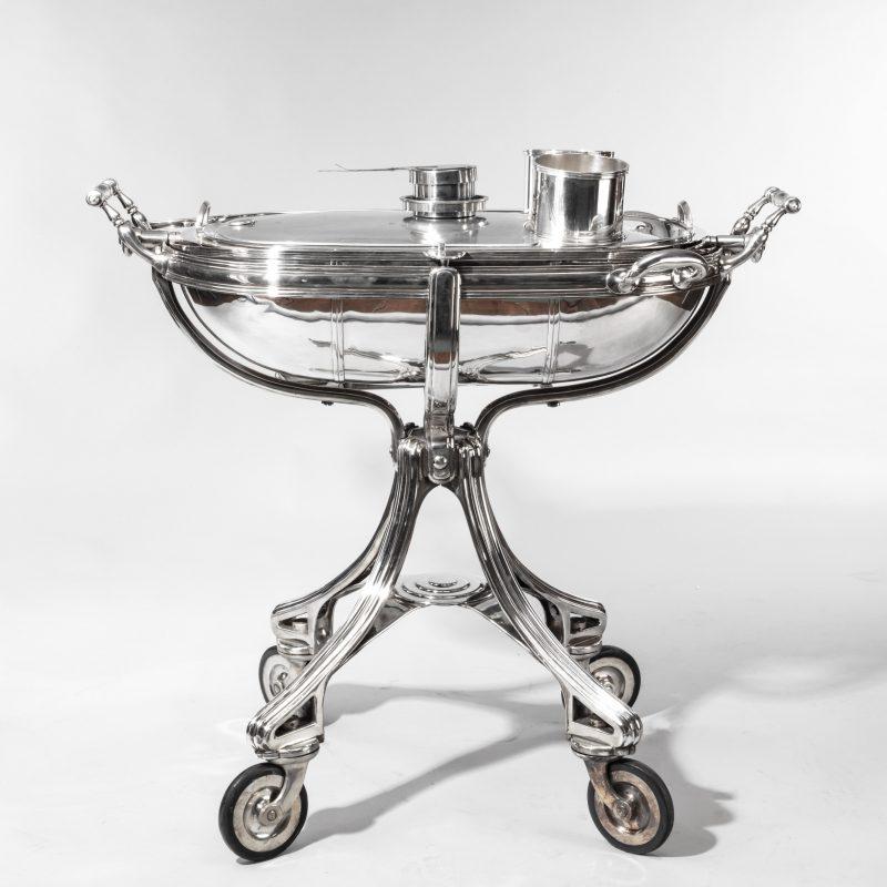 French Large Silver Plate Carving Trolley or Roast Beef Trolley by Erguis