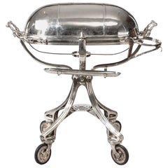 Antique Large Silver Plate Carving Trolley or Roast Beef Trolley by Erguis