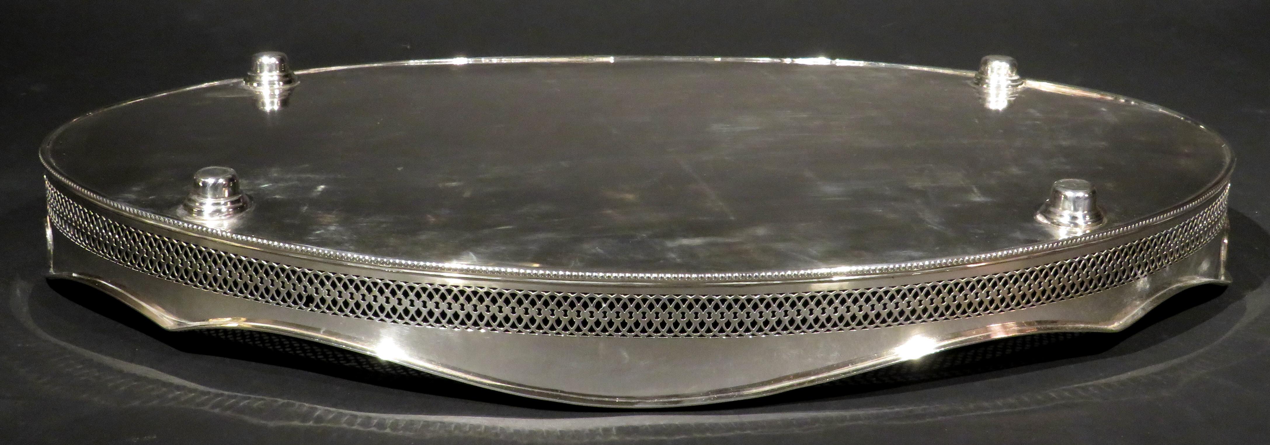 A Very Large Silver Plated Drinks Tray / Serving Tray, England Circa 1930 1