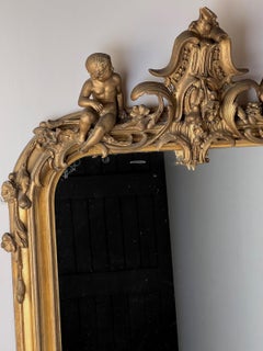 A Large Six Foot Giltwood And Gesso C19th Putti Mirror