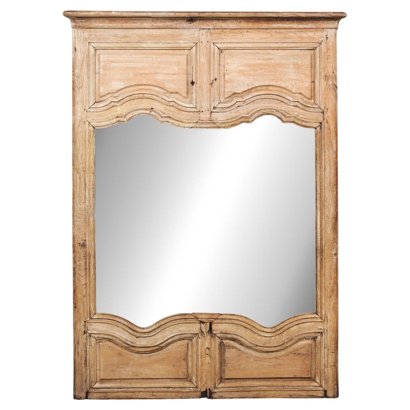 A Large-Size French Over-Mantel, Carved-Wood Mirror, 19th Century For Sale