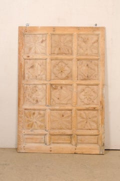 A Large-Sized Spanish Wooden Door w/Decoratively Carved Panels
