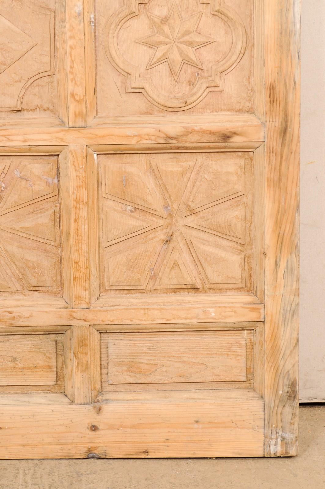 A Large-Sized Spanish Wooden Door w/Decoratively Carved Panels For Sale 2