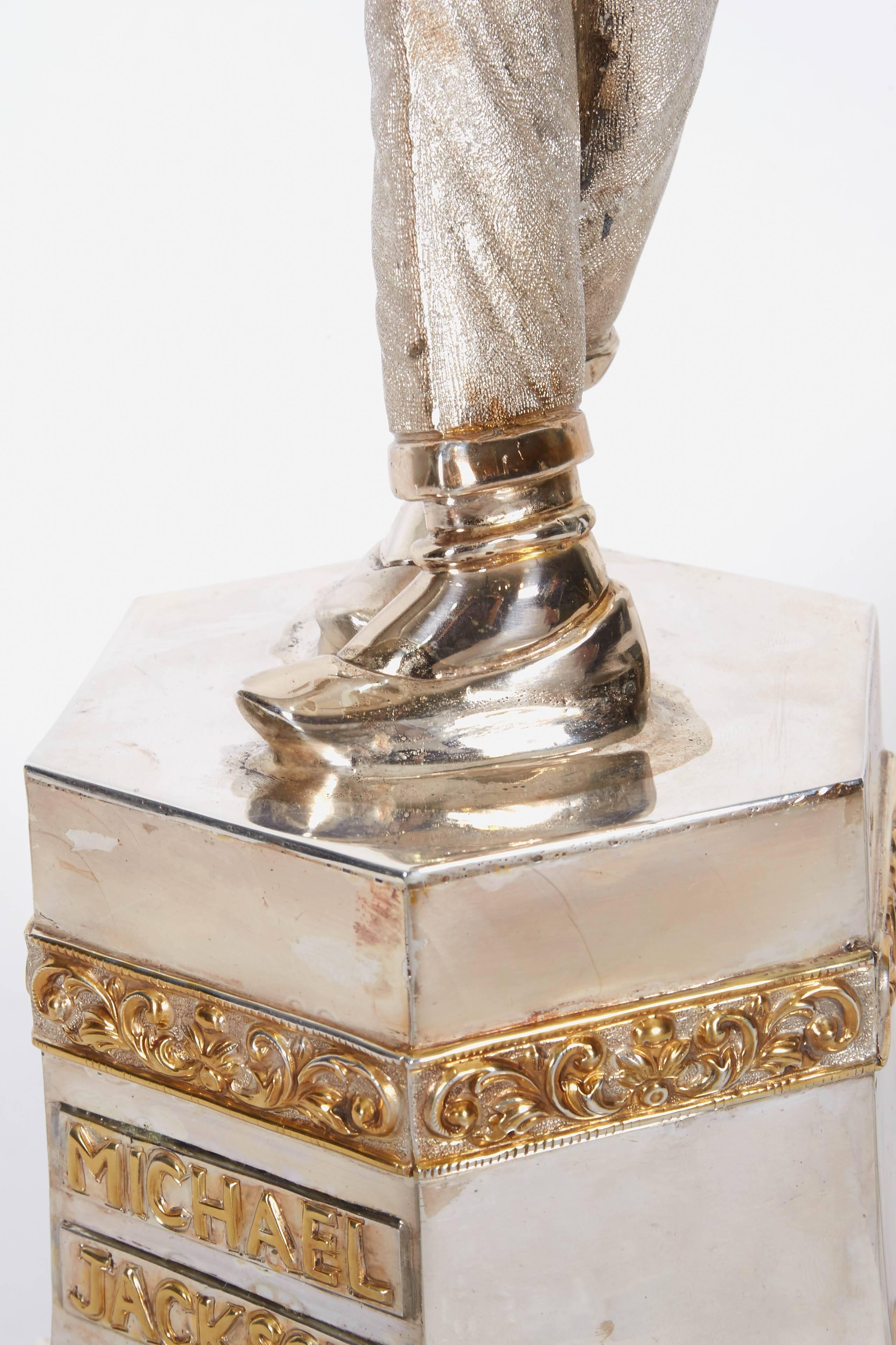Hollywood Regency Large Solid Silver Figure Statue of Michael Jackson 