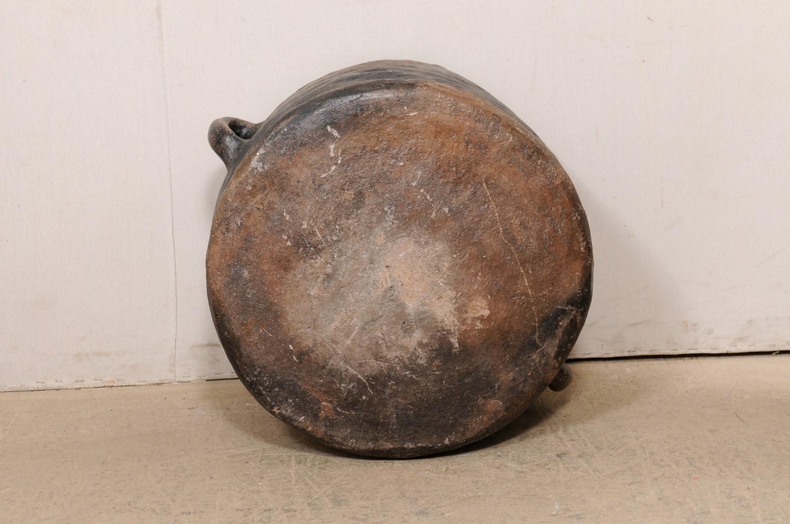 Large Spanish Colonial Clay Cooking Pot W/ Old Fire Patina, Early 20th C For Sale 5