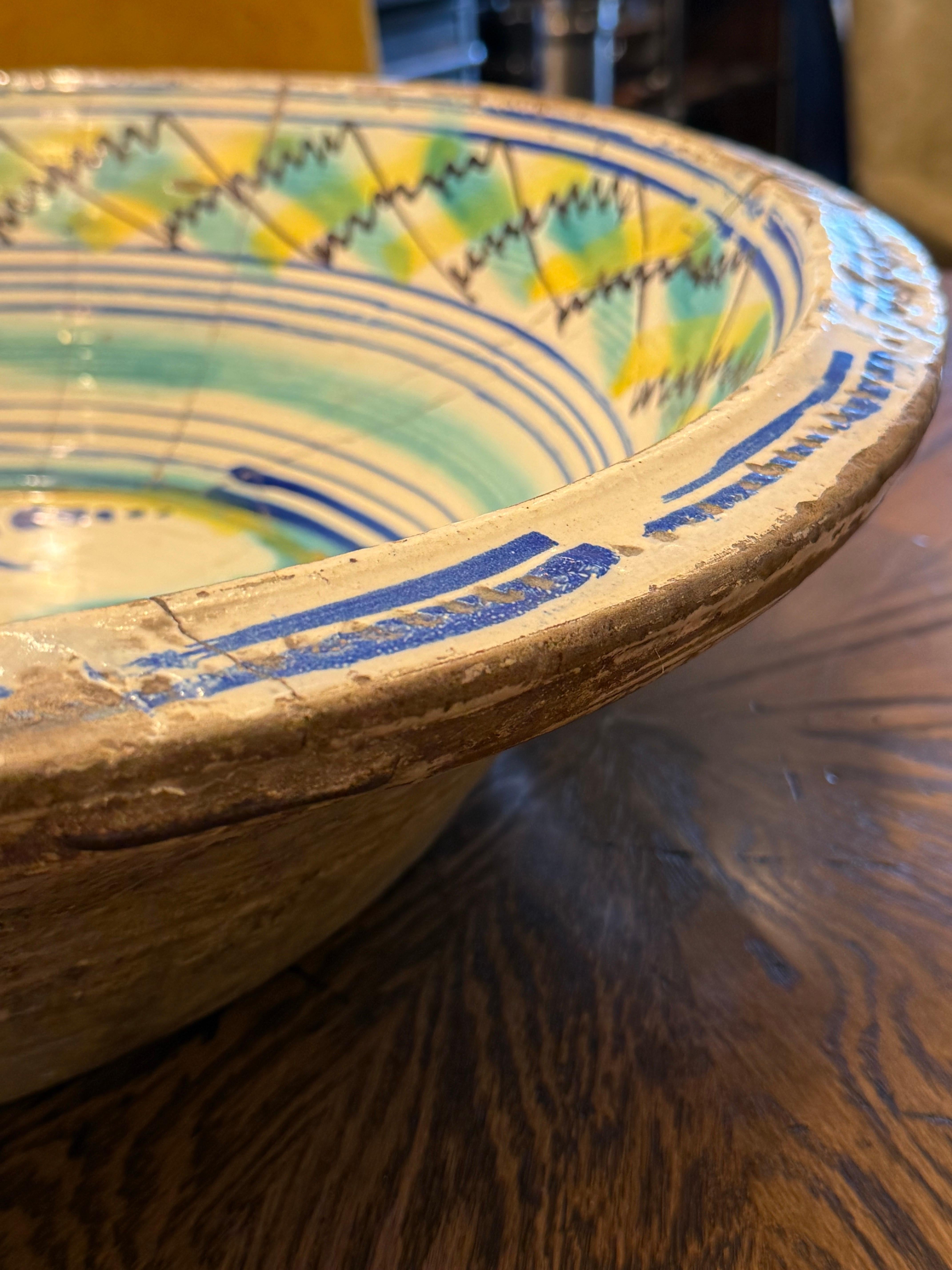 A Large Spanish Hand Painted Lebrillo Bowl, 19th Century For Sale 4