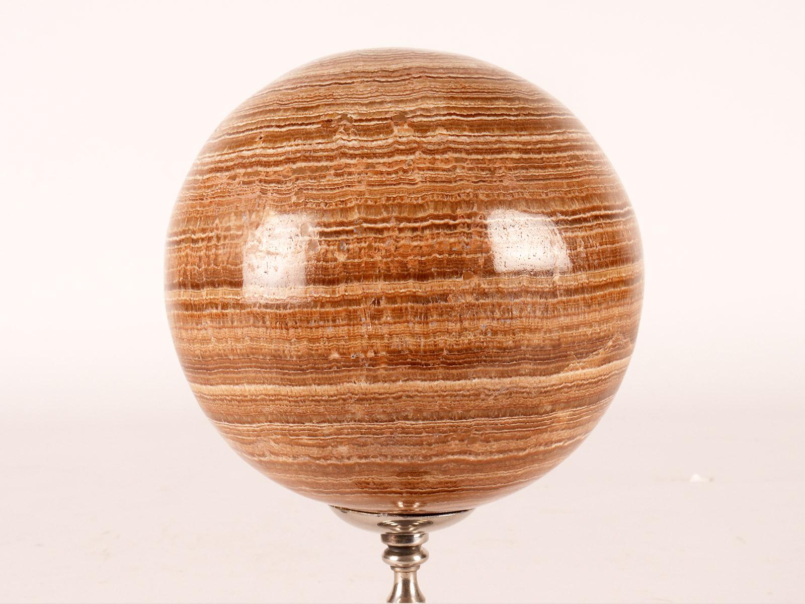 Silver A large sphere of Aragonite stone, Italy 1870.   For Sale