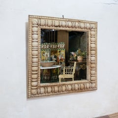 A Large Square 19th Century French Bobbin Turned Wall - Overmantel Mirror