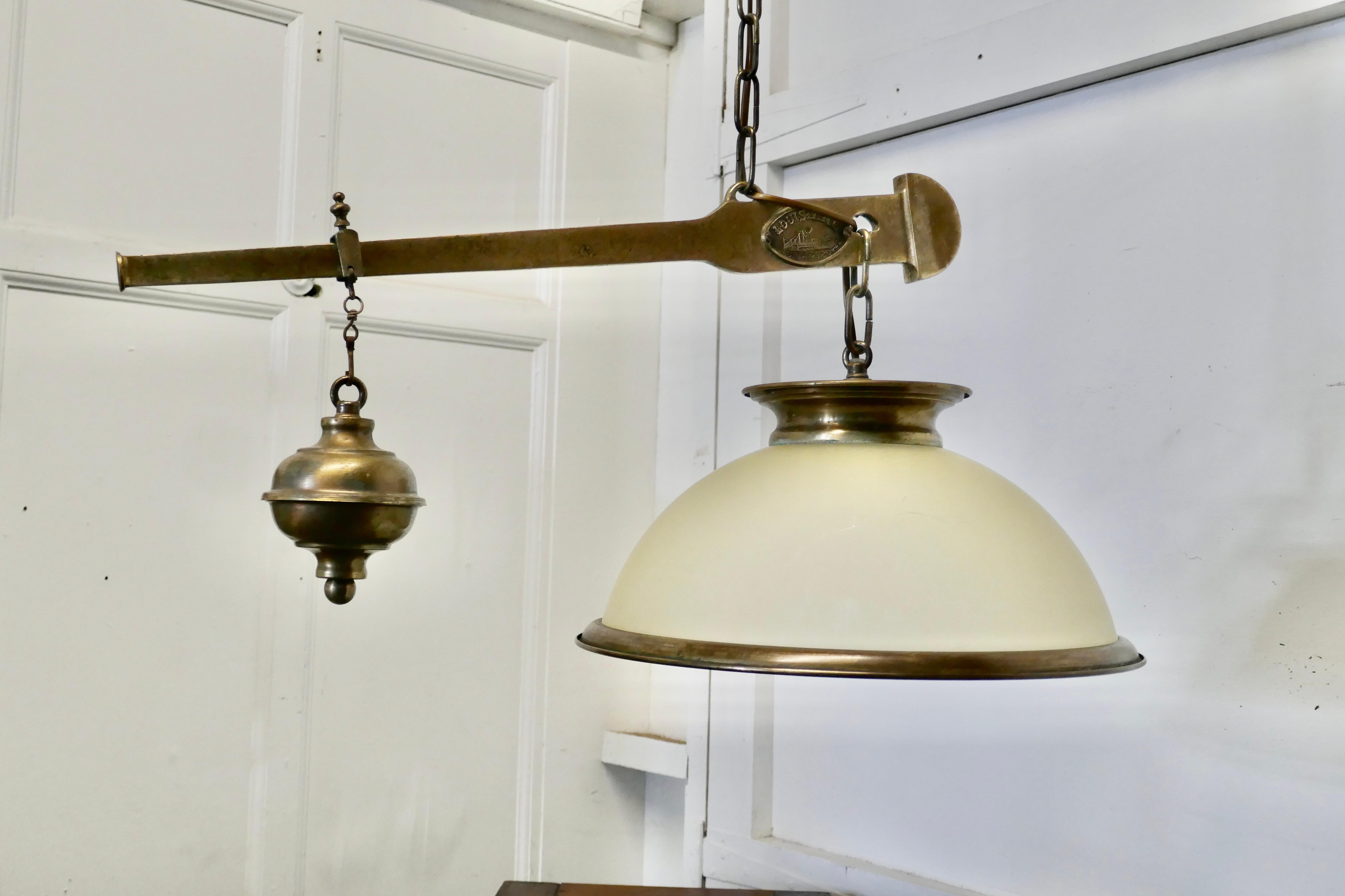 20th Century Large Steelyard Brass Scale Lamp from a Hardware Store