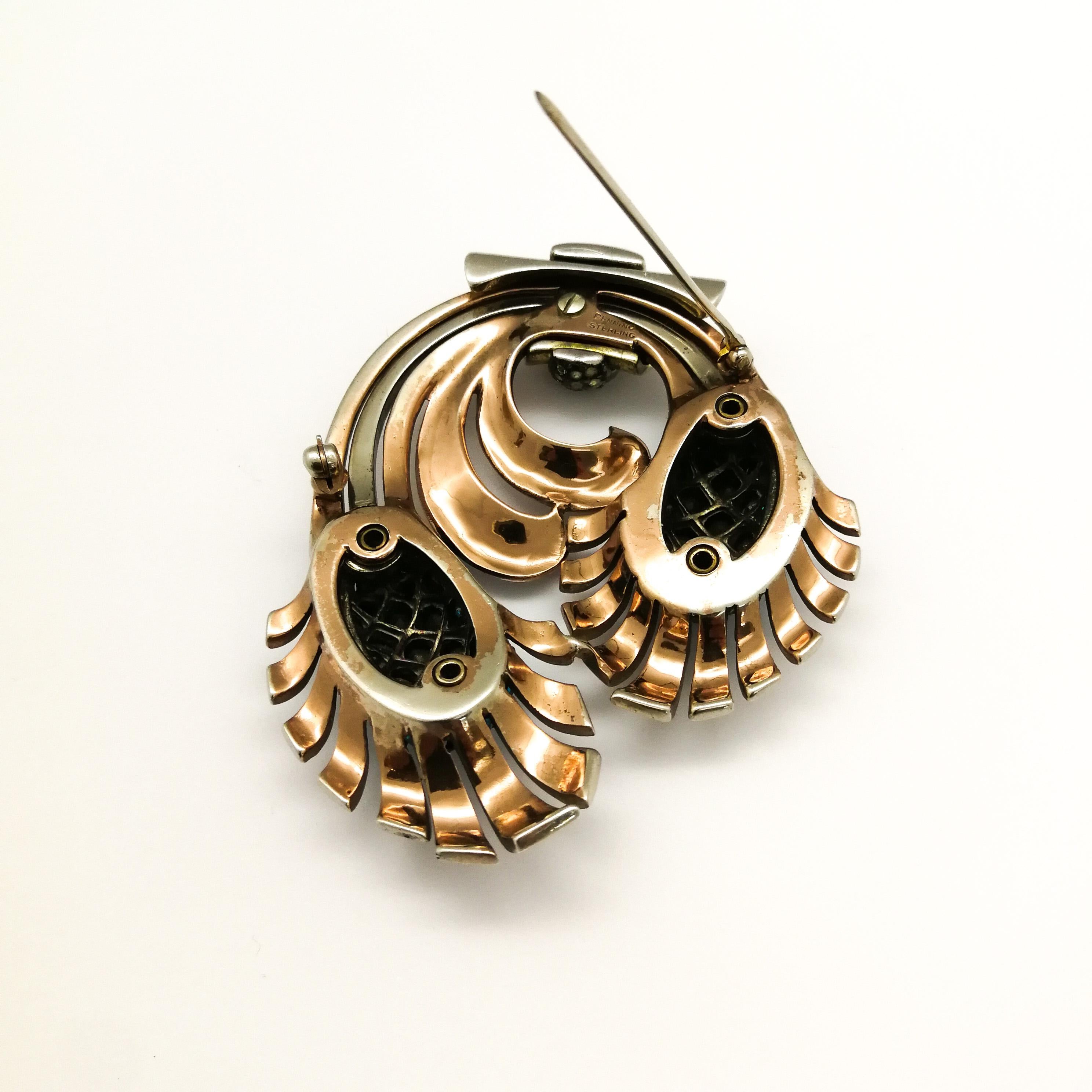 A large sterling and paste highly stylised 'cocktail' brooch, Pennino, USA, 1940 In Good Condition In Greyabbey, County Down
