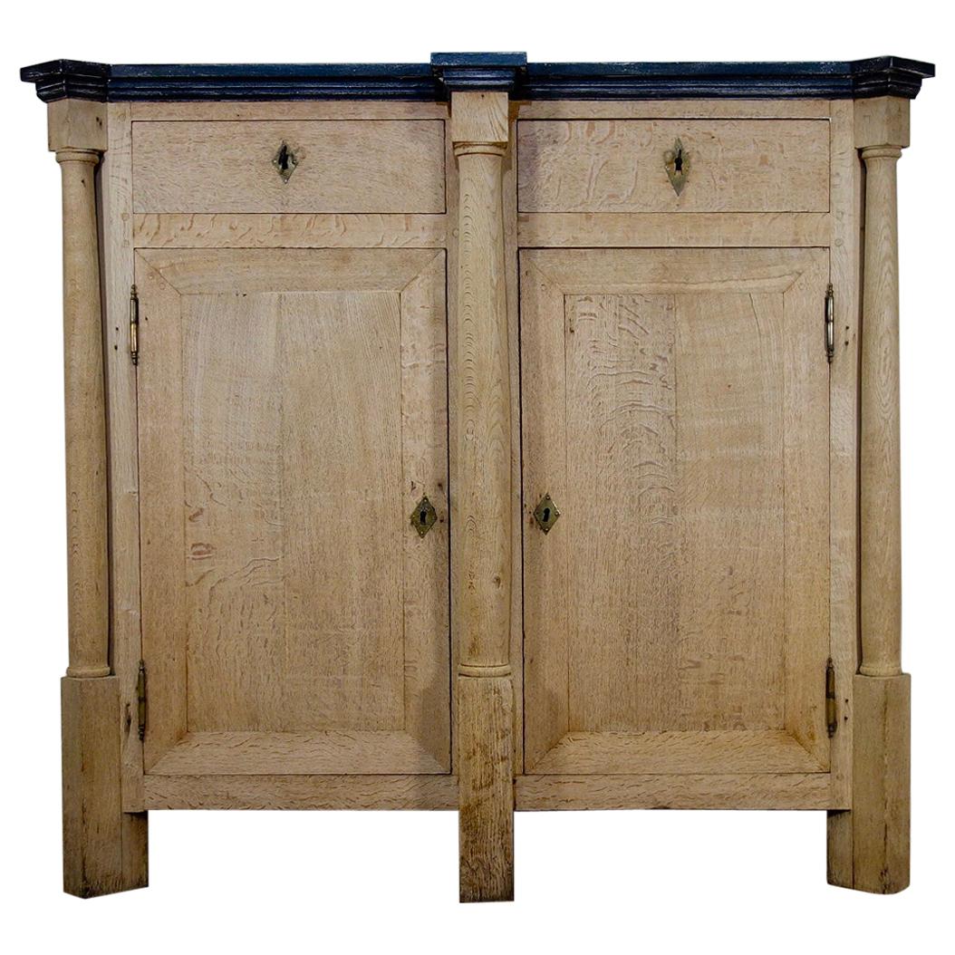 Large Tall Early 19th Century French Bleached Oak Empire Side Cabinet Cupboard